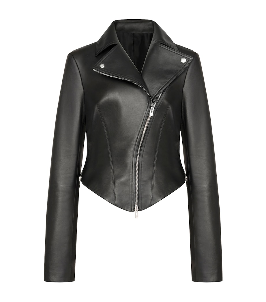 Alaïa Womens Lambskin Biker Jacket Black Image 3