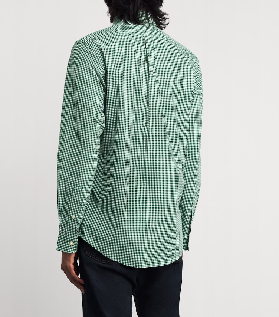 Stretch-Cotton Poplin Gingham Shirt GREEN Image 4
