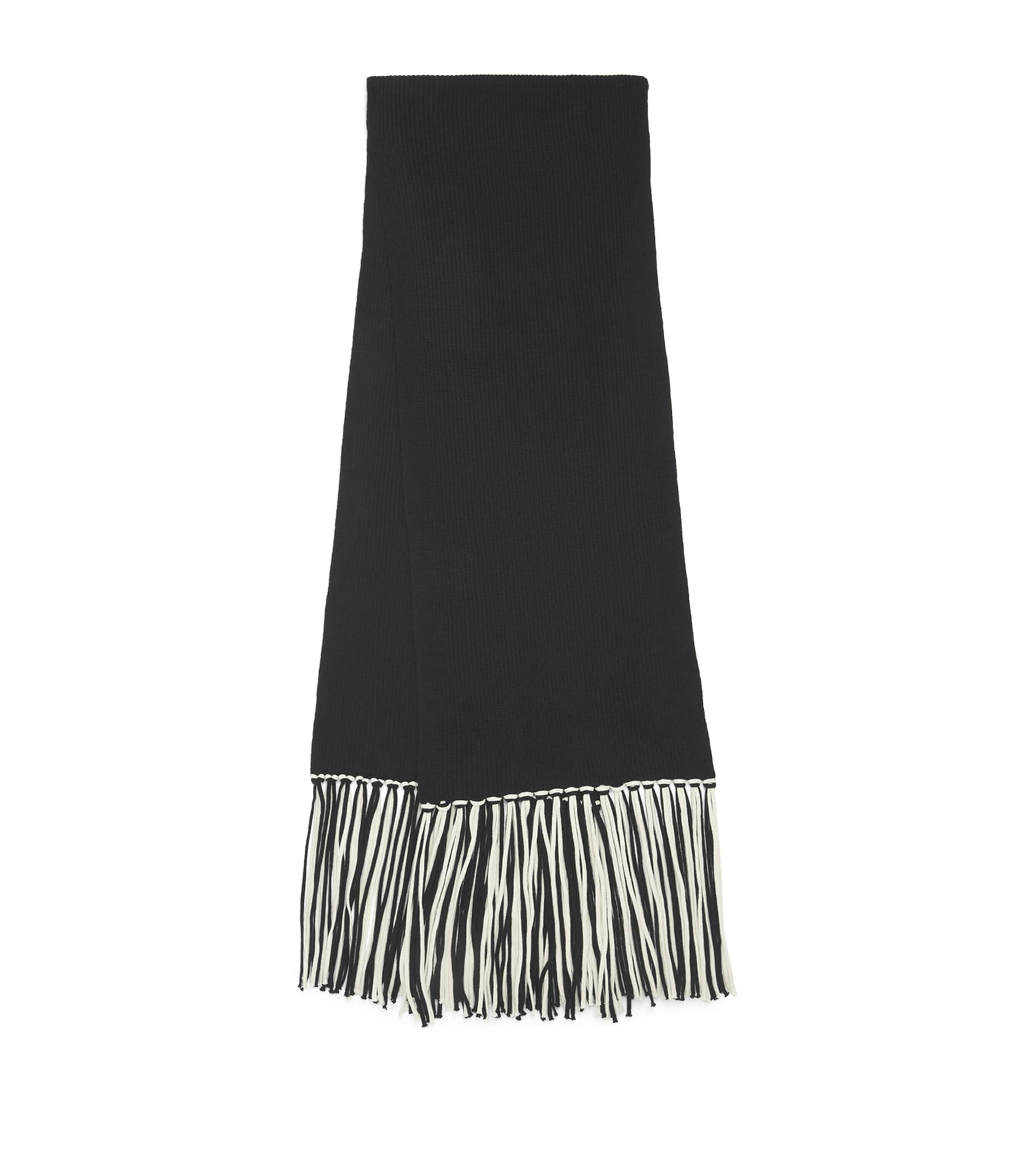 Sandro Wool-cashmere Fringed Scarf In Black