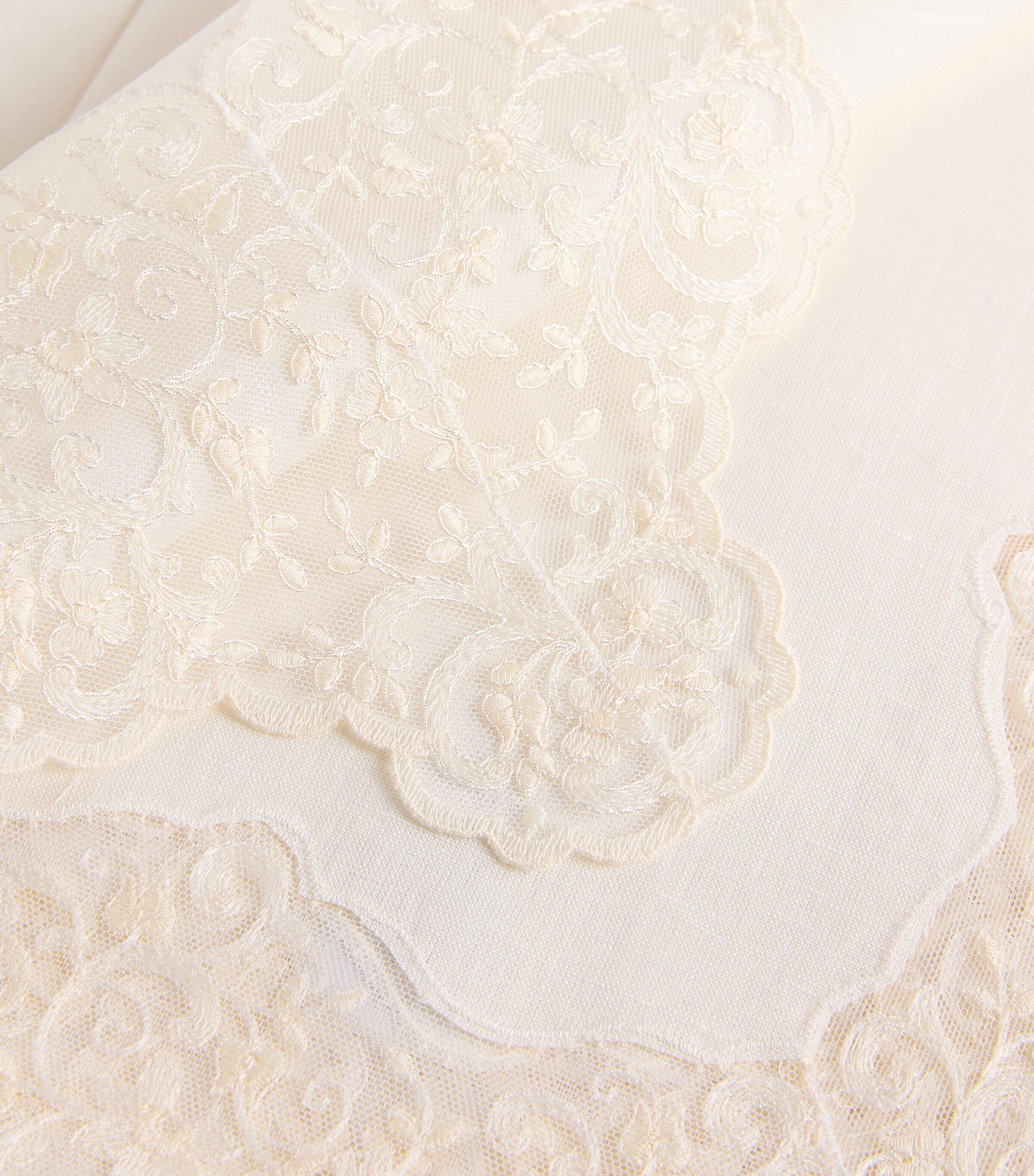 Linen Lace-Trim Elite Table Runner (50cm x 210) IVORY/IVORY Image 4