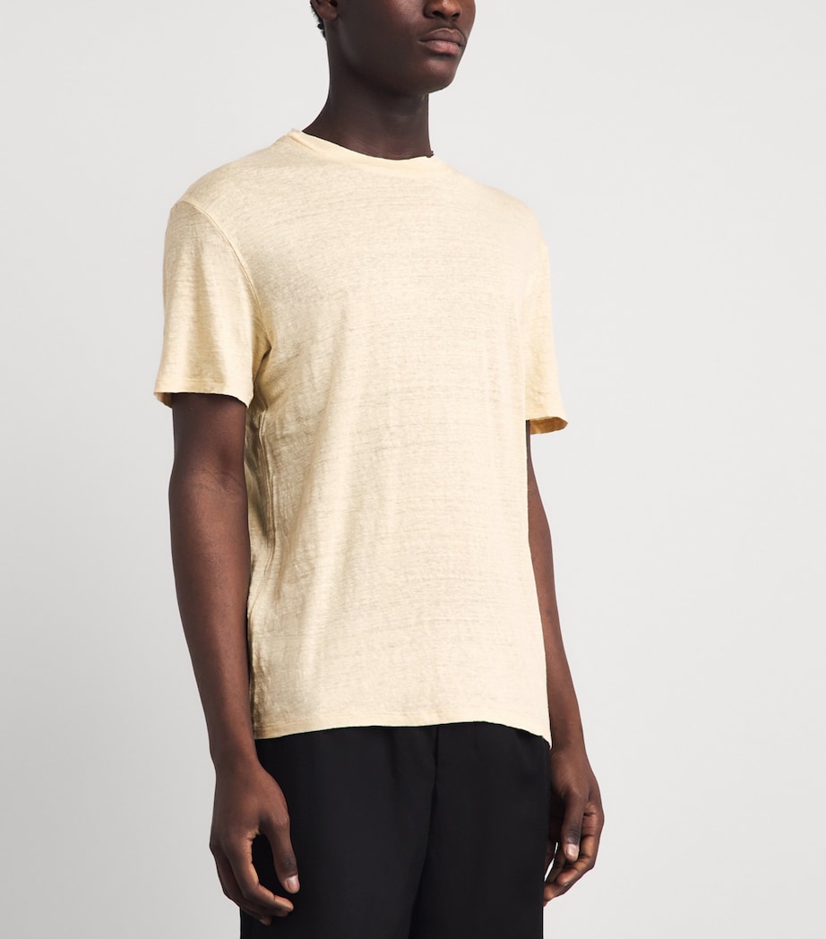 Sandro Paris Mens Linen T-Shirt Butter Cream Image 4