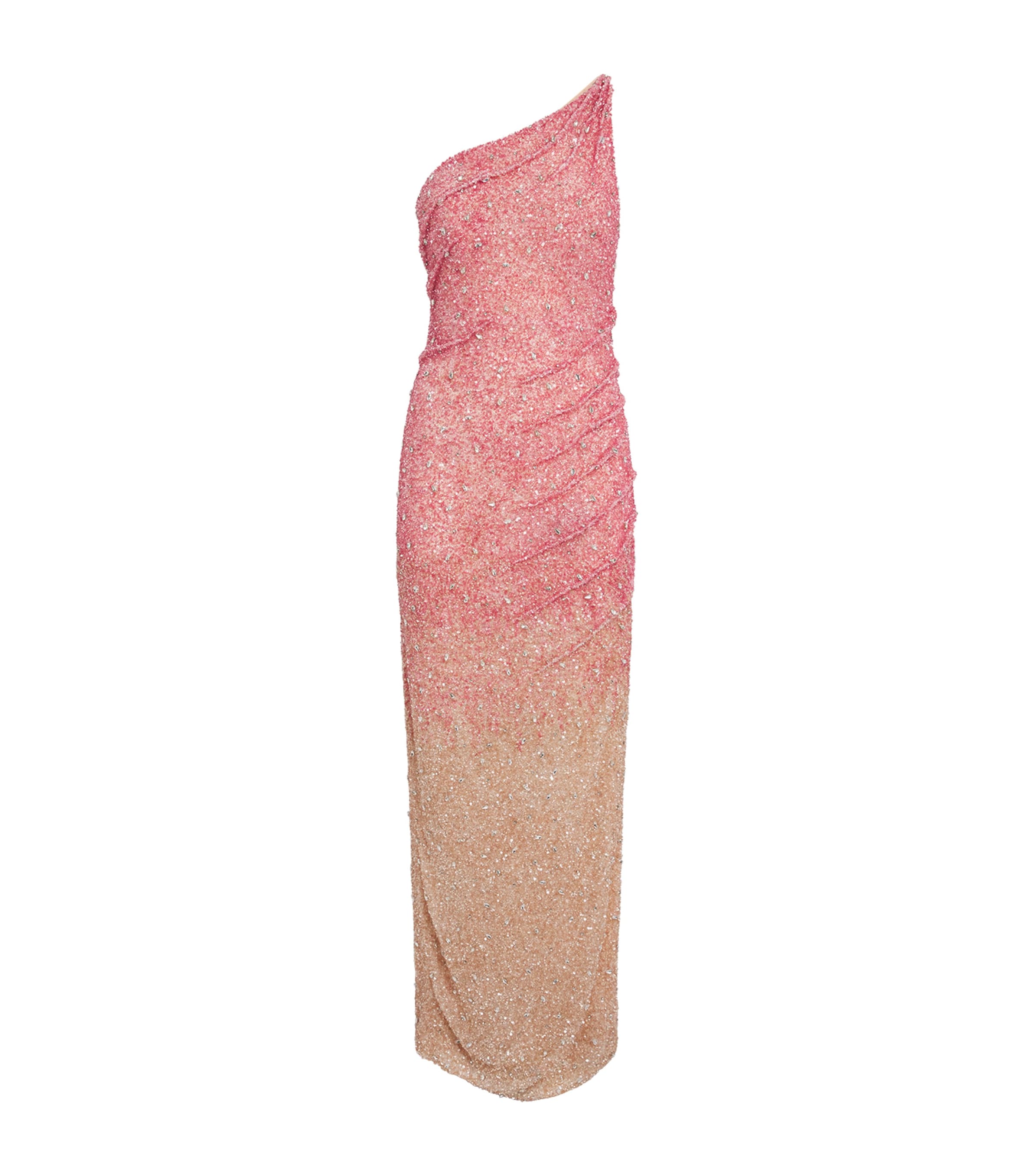 Rachel Gilbert Womens Embellished One-Shoulder Kaito Gown Pink Ombre Image 1