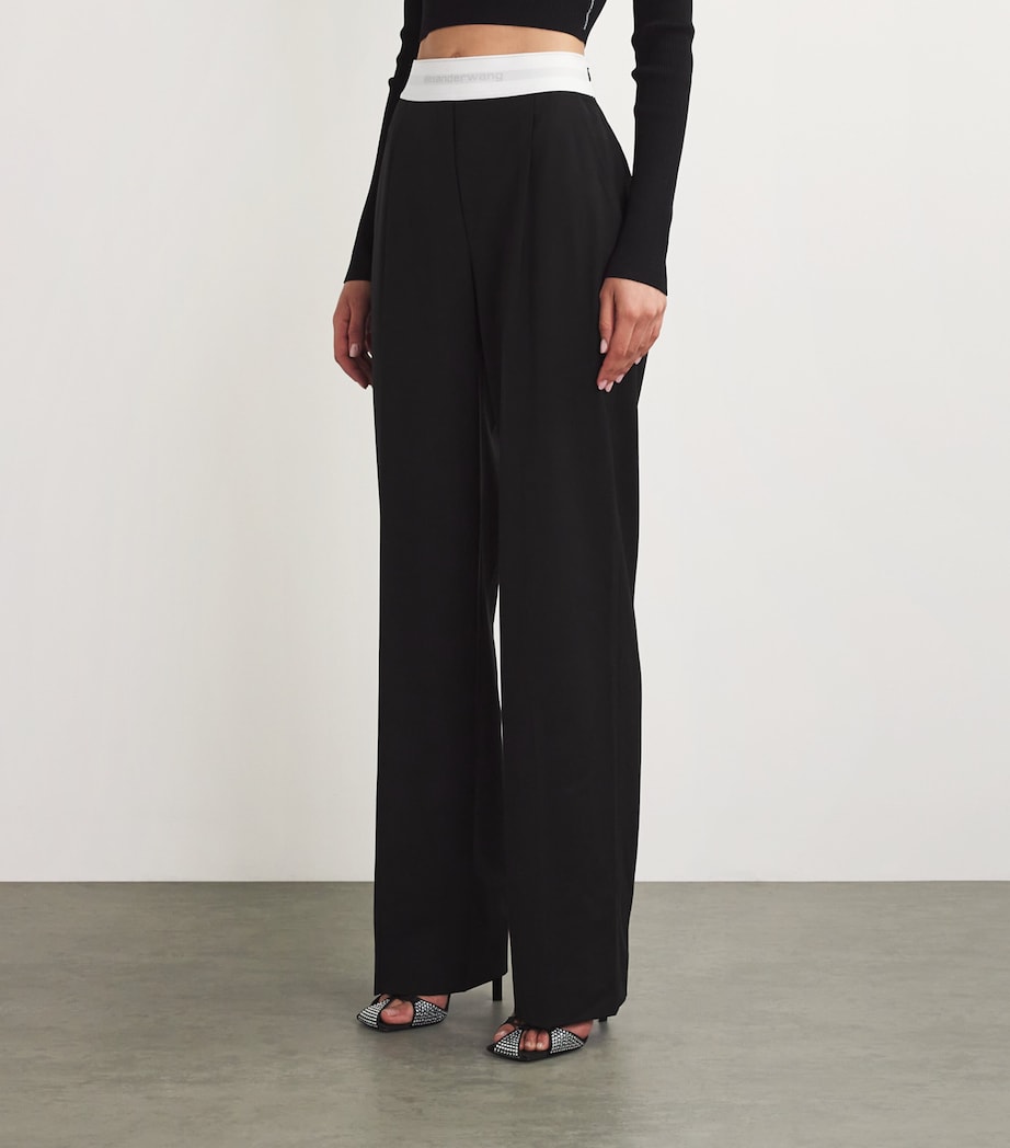 Wool-Blend Elasticated High-Rise Tailored Trousers BLACK 001 Image 3