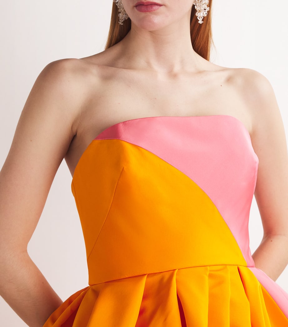 Carolina Herrera Womens Silk Colour-Block Strapless Gown Sunset Multi Image 4