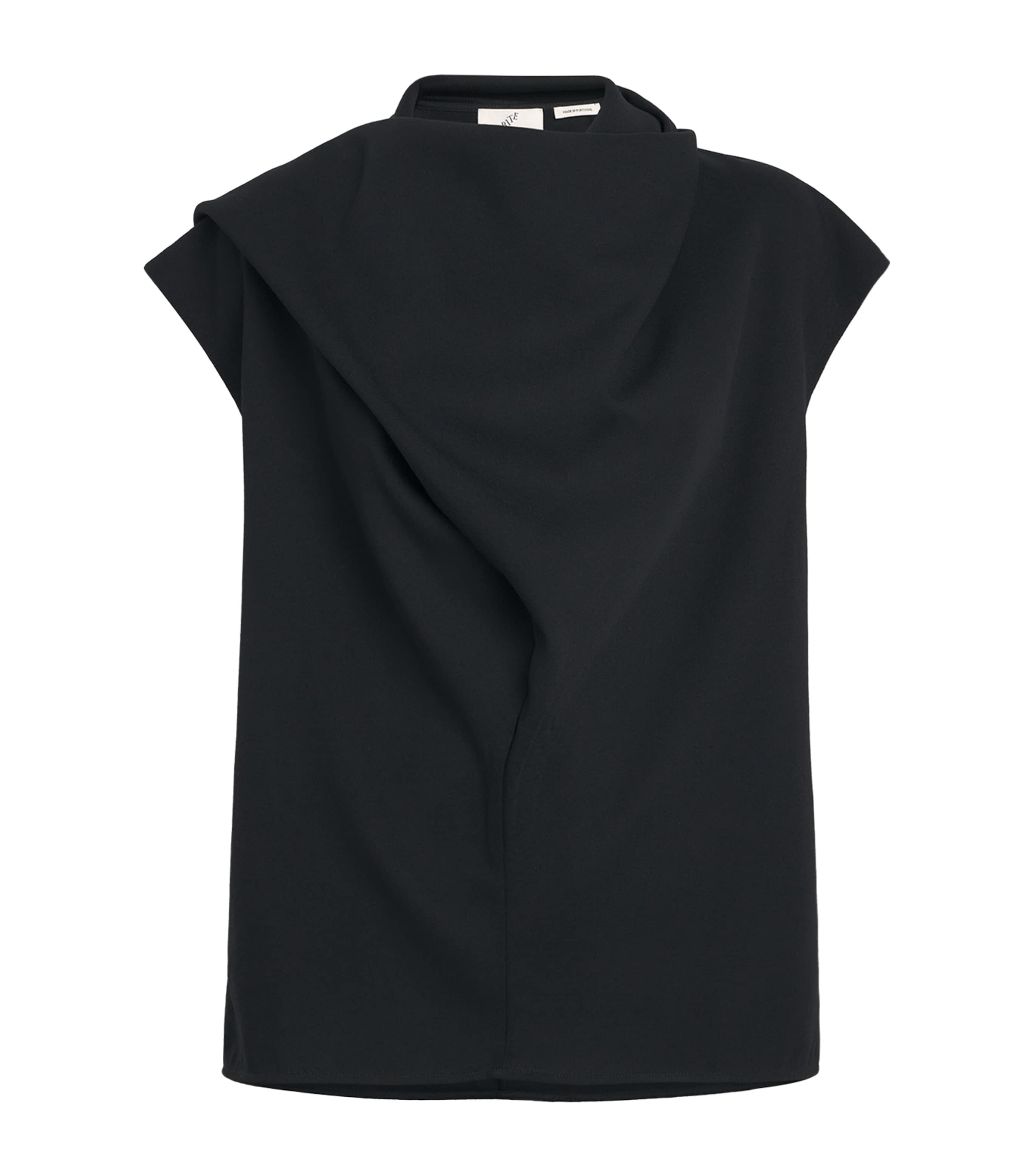 Bite Studios Wool Draped Top In Black