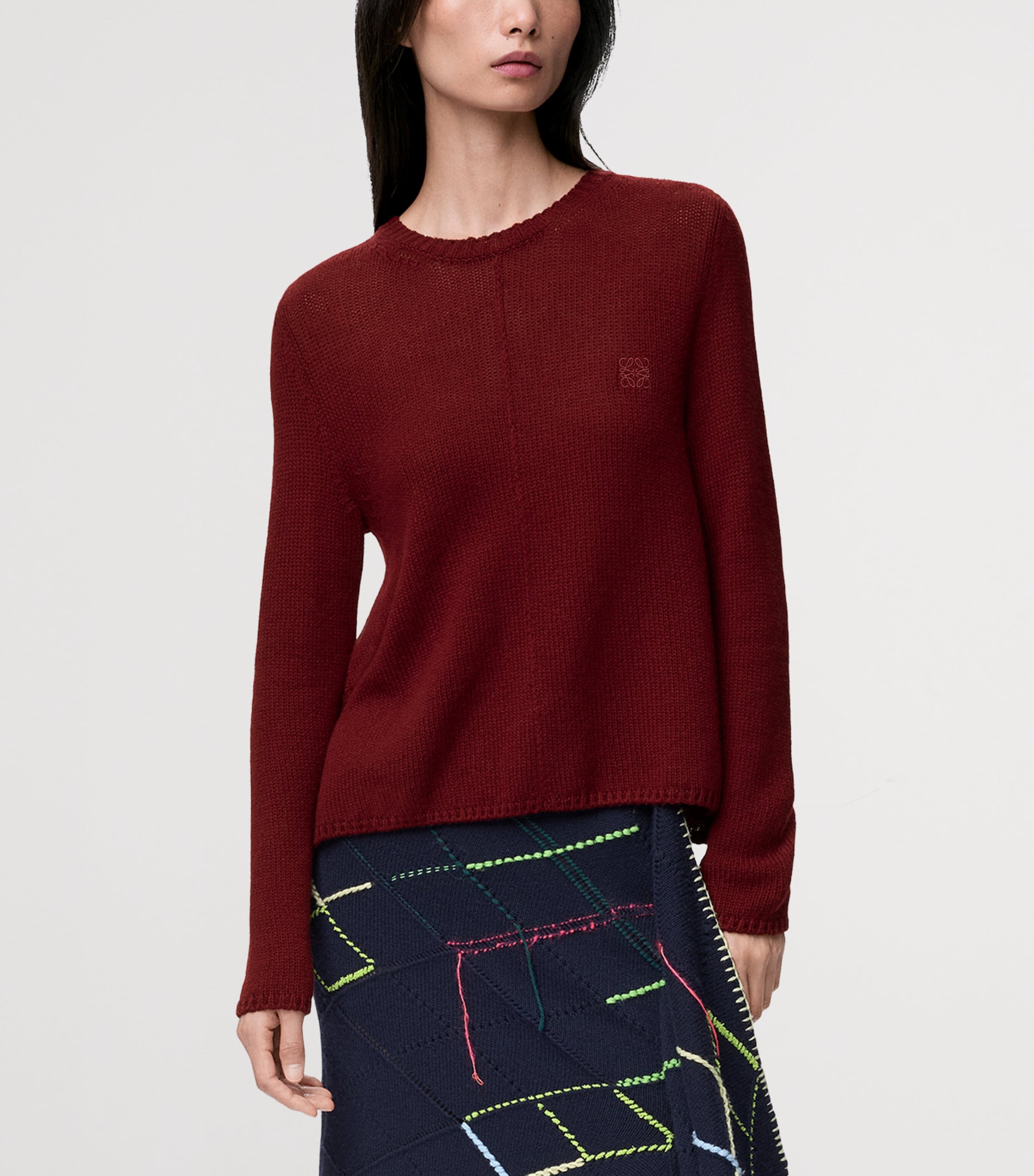 Cashmere-Blend Button-Up Sweater BURGUNDY Image 3