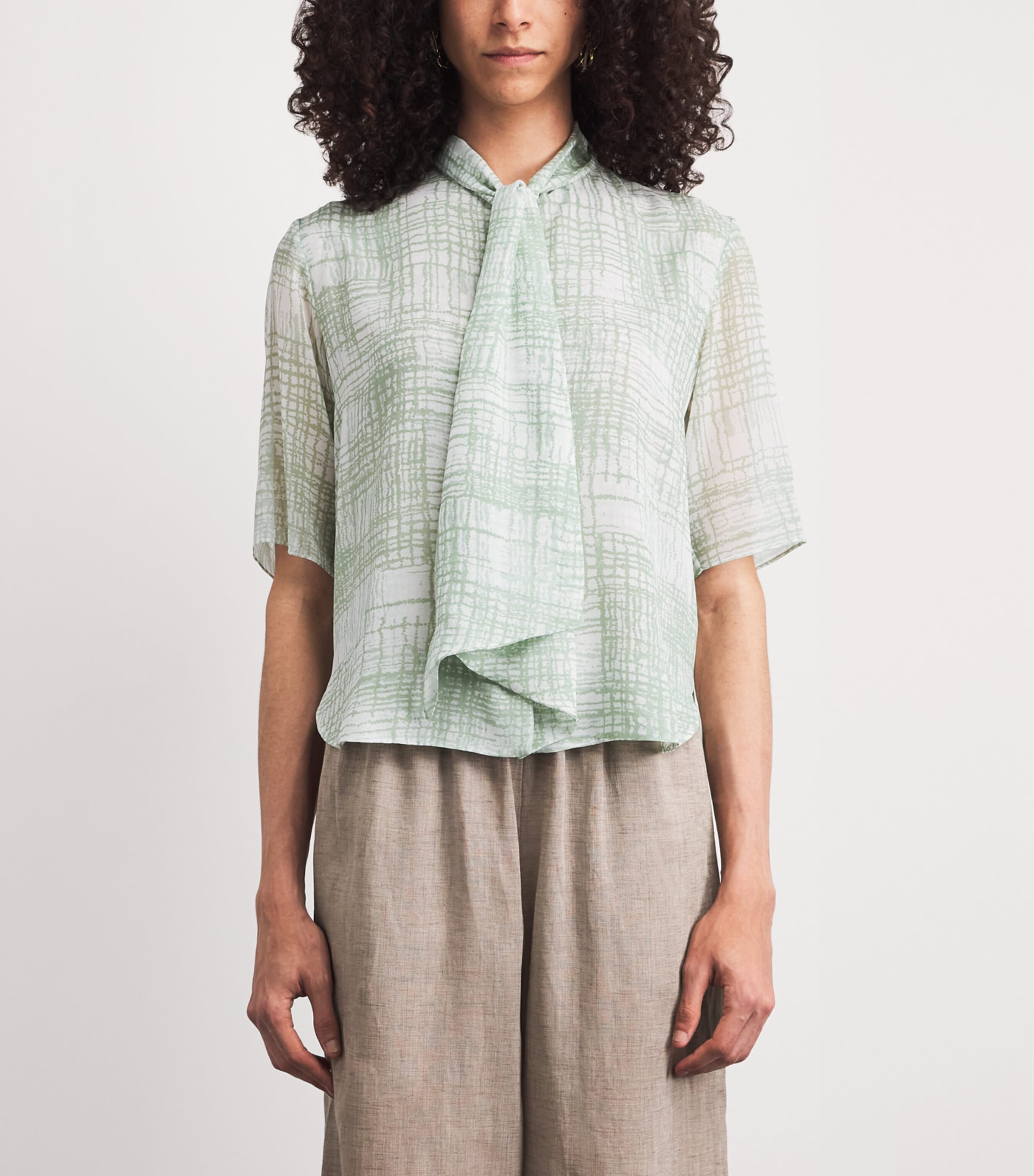 Kiton Womens Silk Printed Shirt Mint Green Image 4