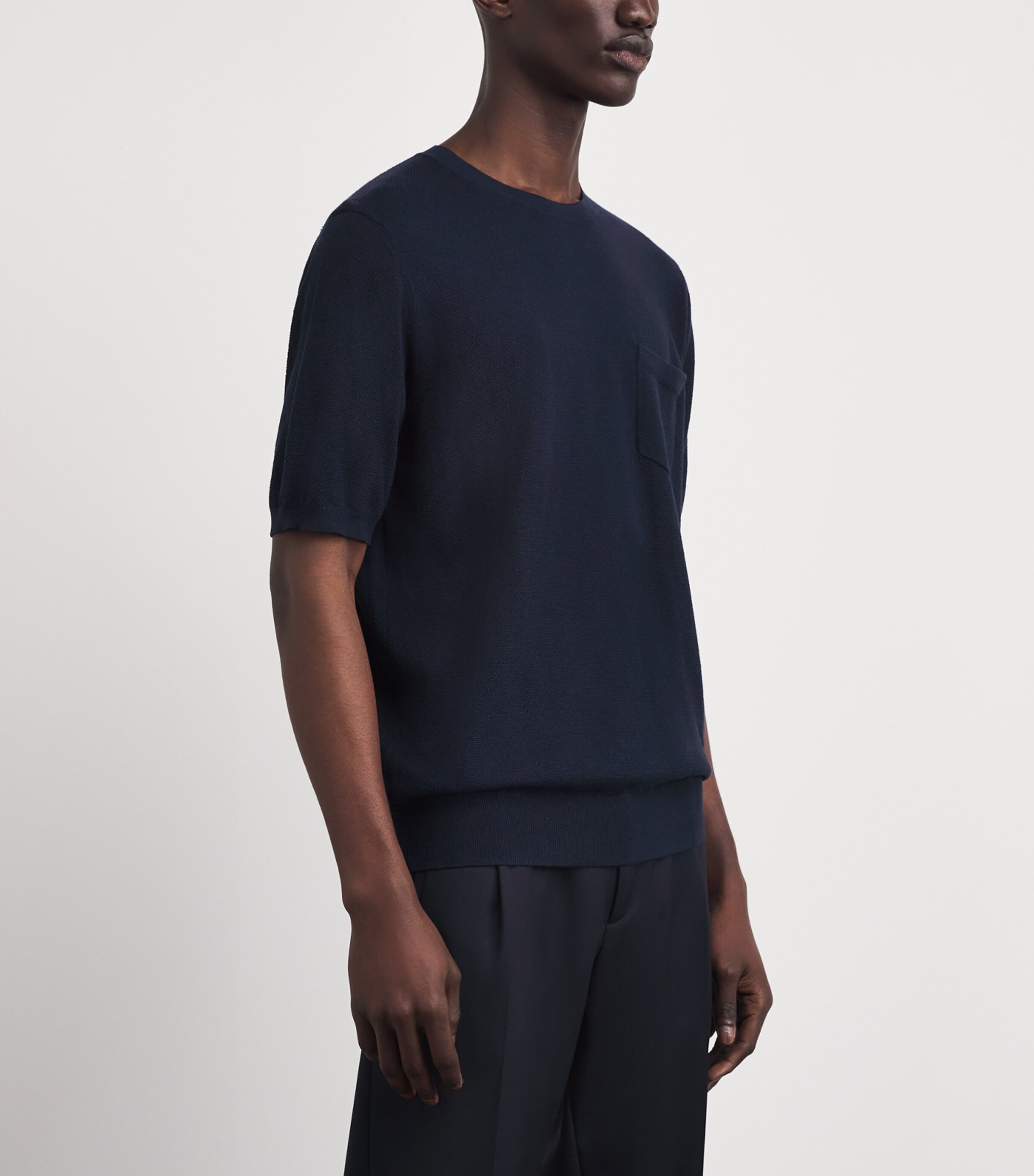 Ralph Lauren Purple Label Mens Silk-Cotton-Blend T-Shirt Clssic Chairman Navy Image 4