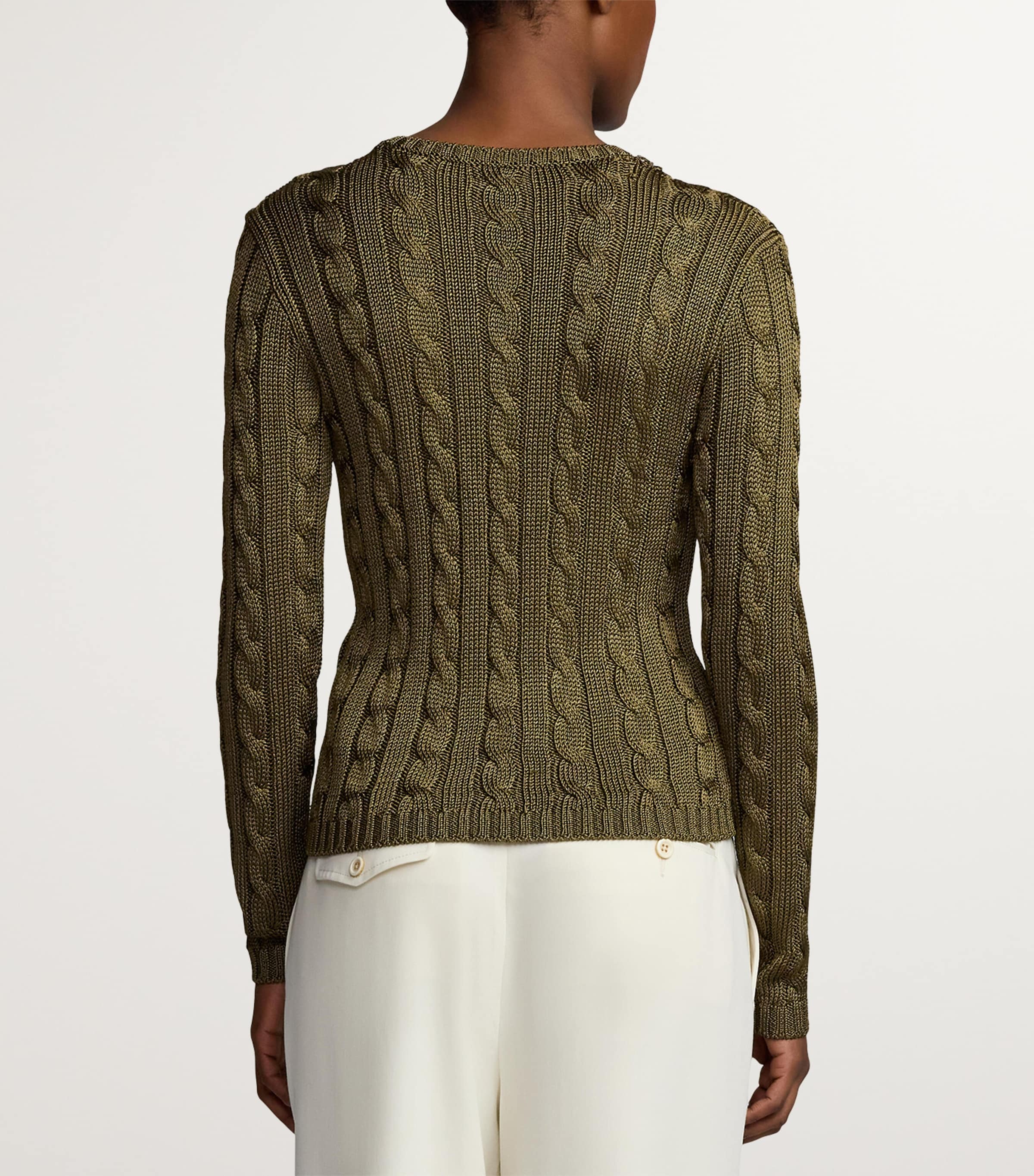 Silk Cable-Knit Sweater MOSS Image 3