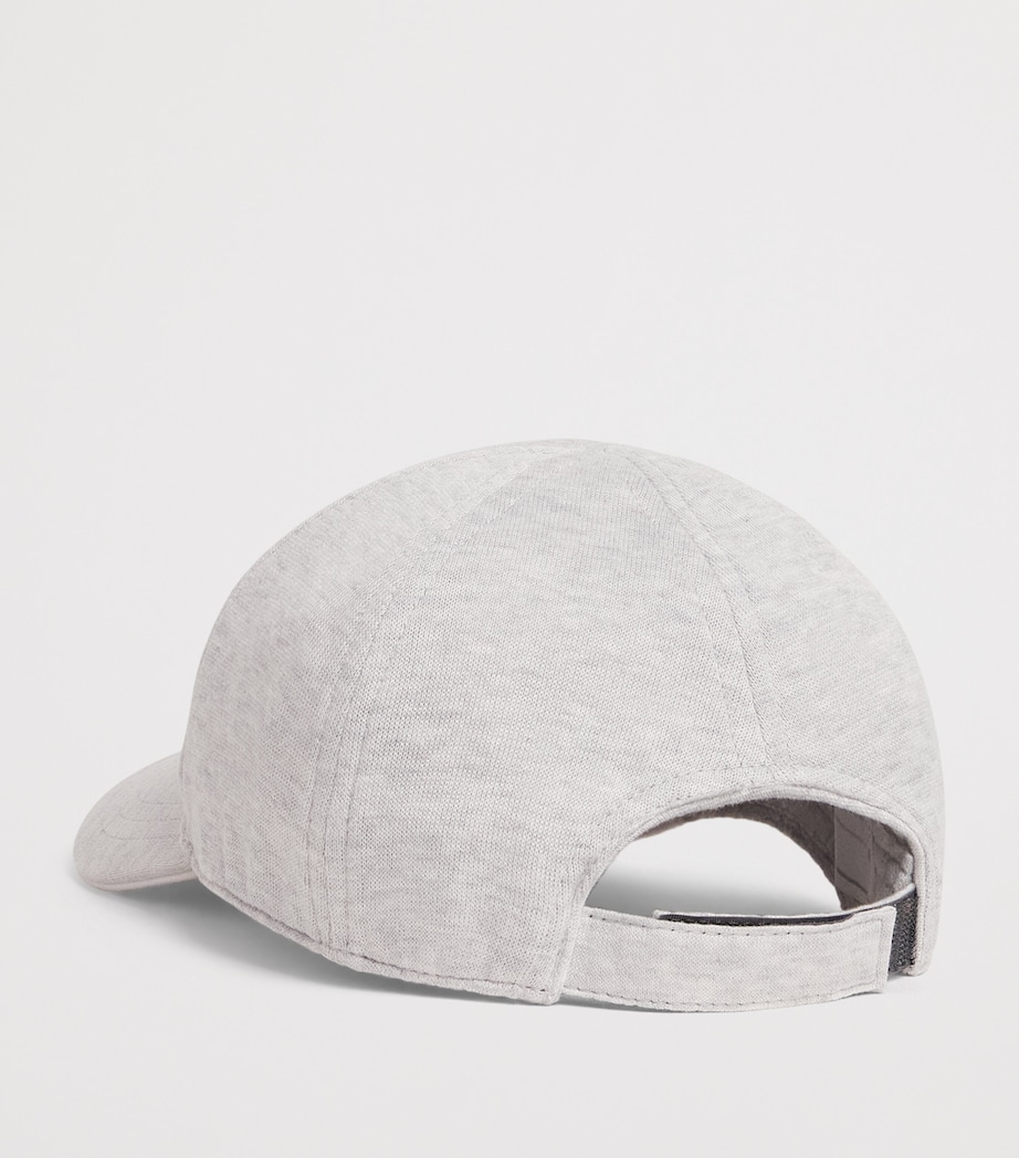 Eleventy Cotton Logo Baseball Cap Gr Chiaro, Bianco Image 3