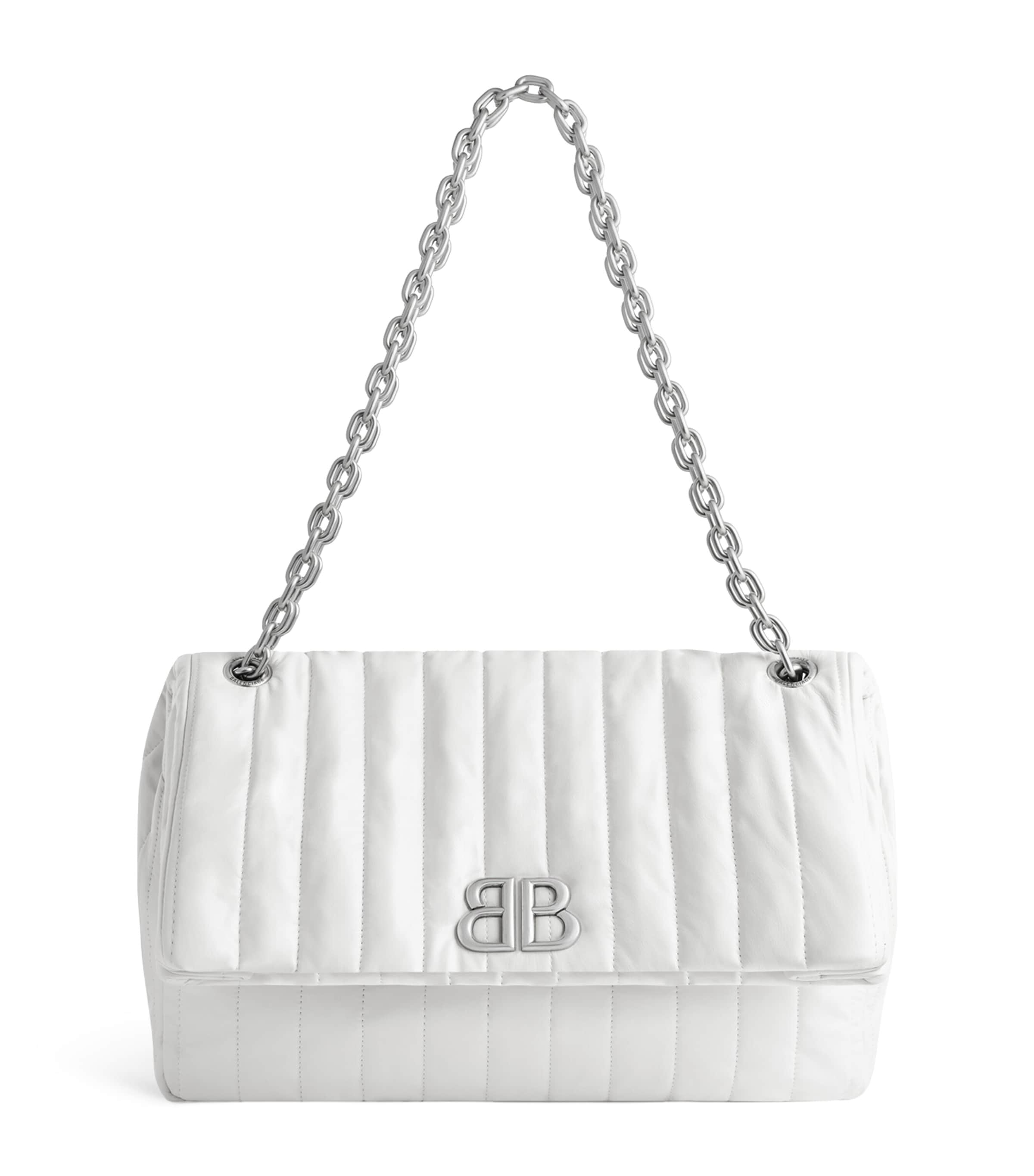 Balenciaga Monaco Quilted Shoulder Bag In White