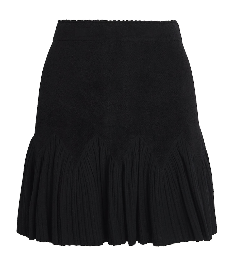 Velvet Ruffled Mini Skirt BLACK Image 1