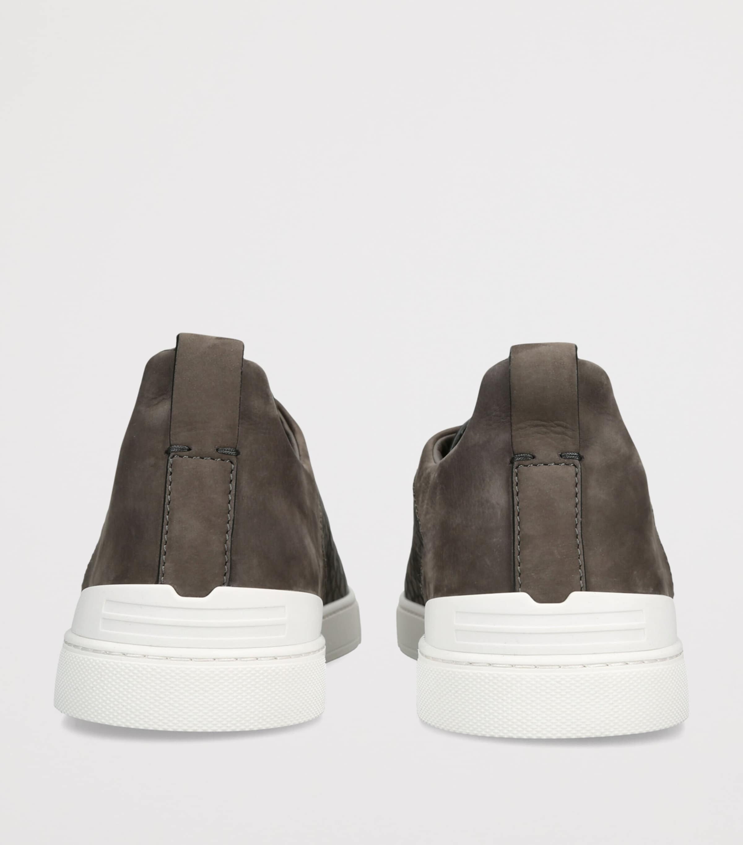 Zegna Crocodile Leather Triple Stitch SECONDSKIN Sneakers Gunmetal Image 4