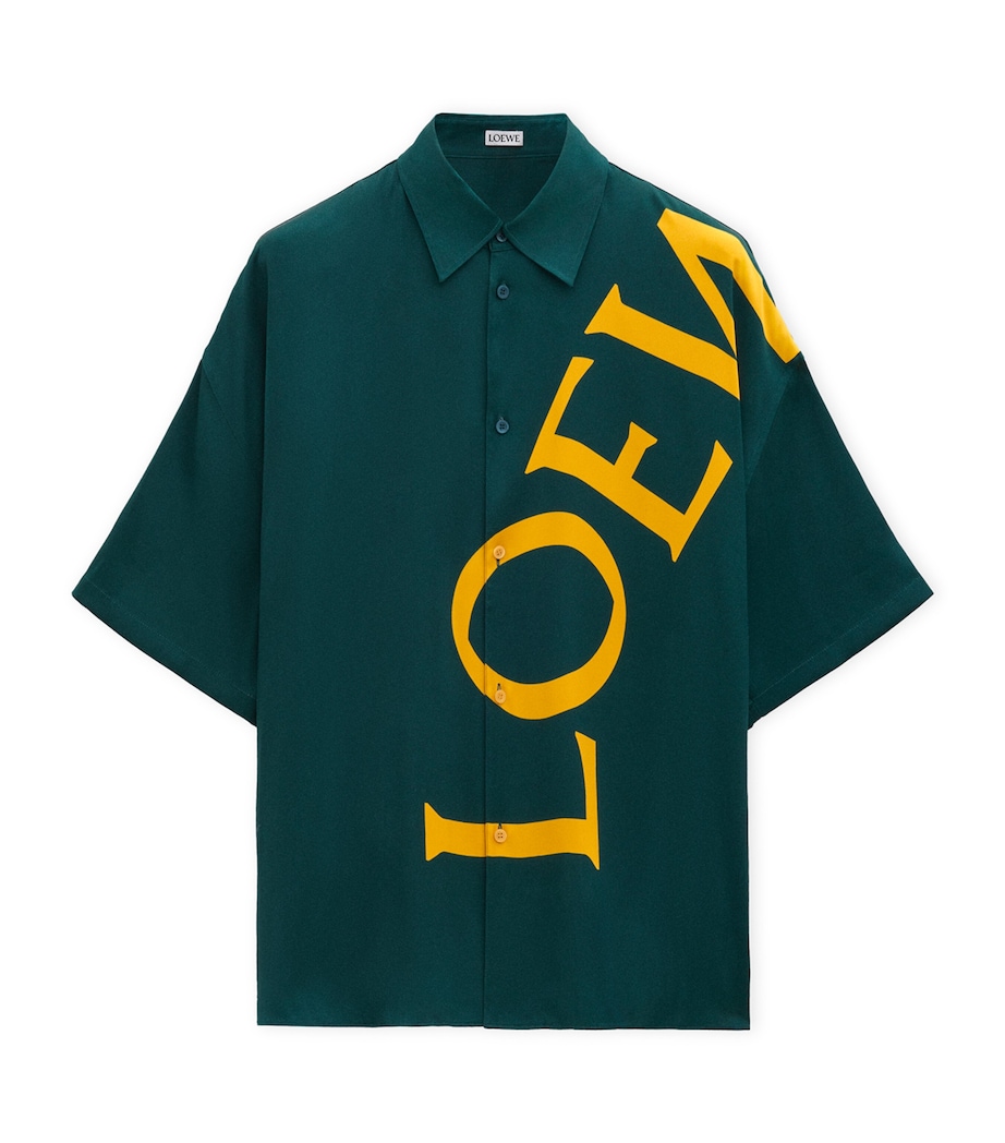 LOEWE Mens Short-Sleeve Logo Shirt Green/yellow Image 1