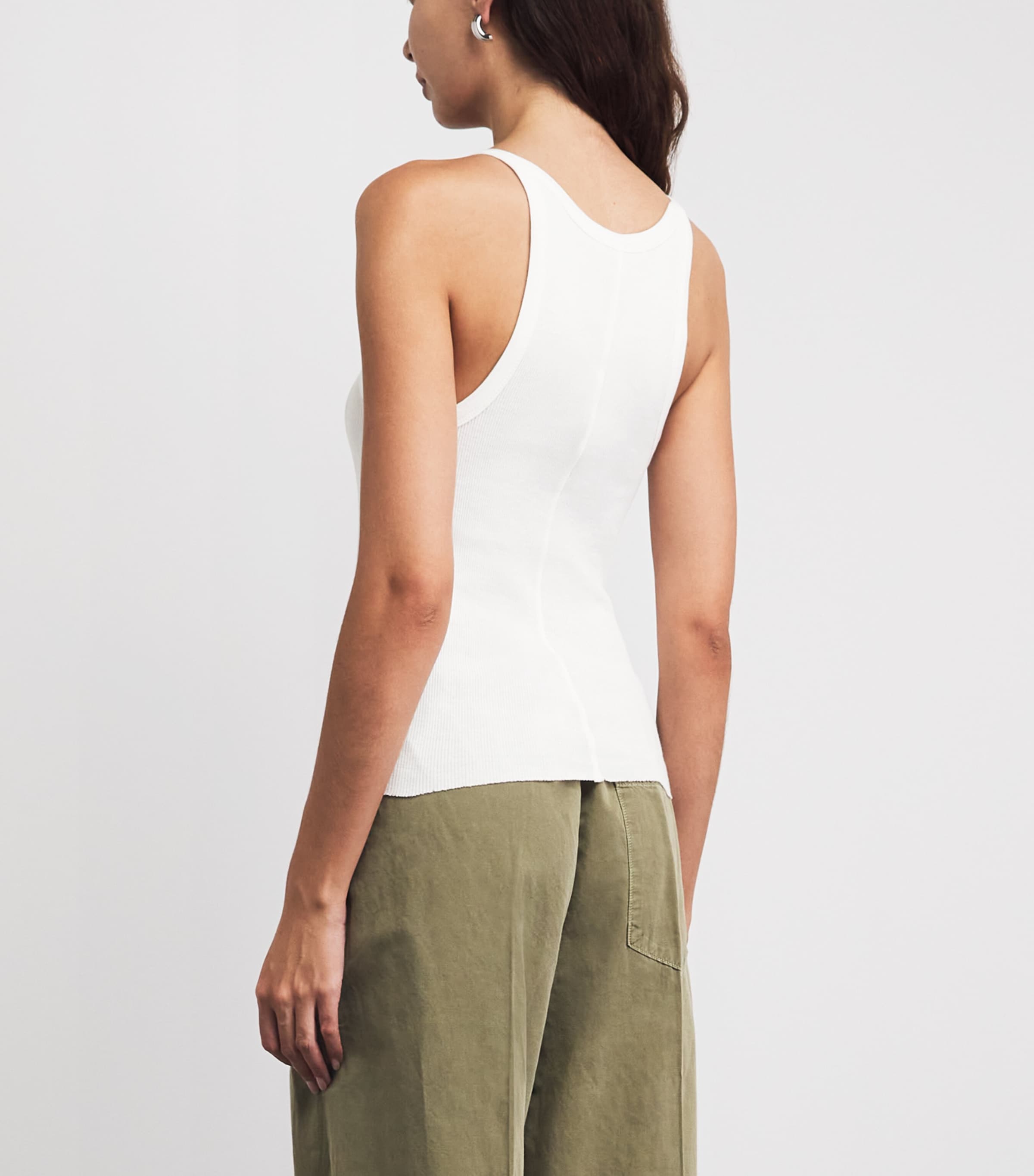 ÉTERNE Womens Cotton Ribbed Cami Top Ivory Image 5