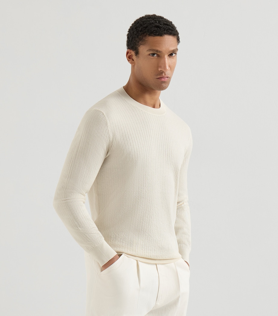 Brunello Cucinelli Mens Cotton Ribbed Sweater Image 3