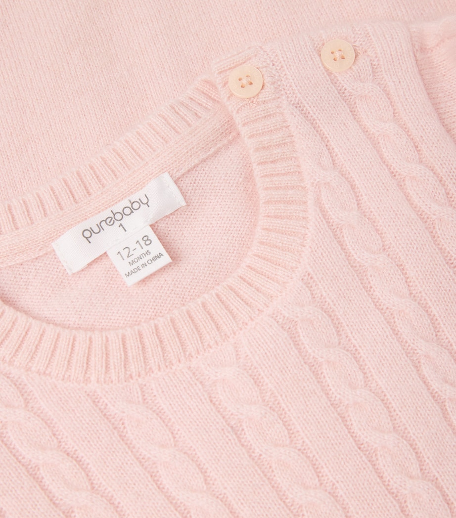 Cashmere Cable-Knit All-In-One (0-18 Months) PALE PINK MELANGE Image 3