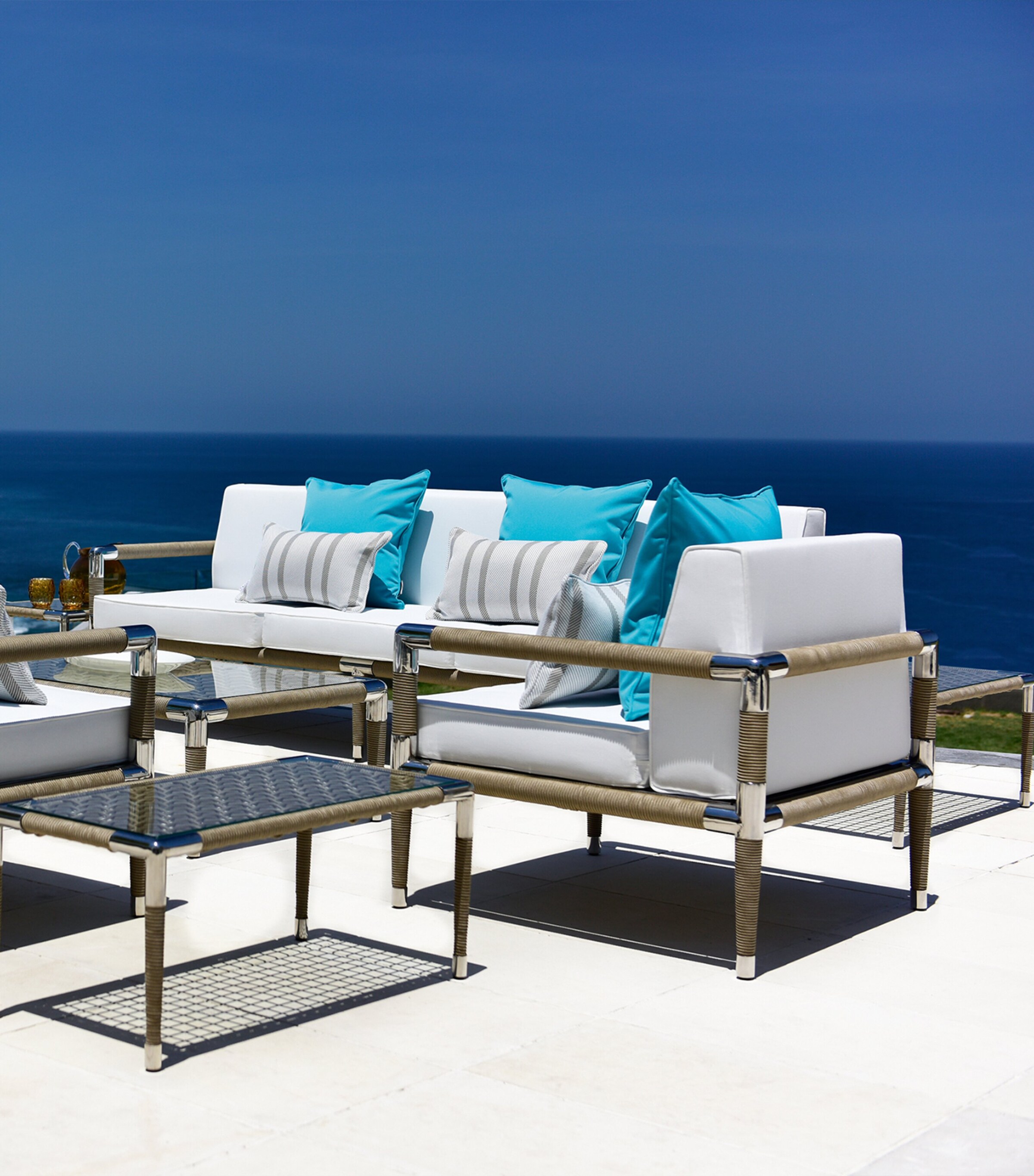 Indian Ocean Marina Outdoor 3-Seater Sofa White Image 5