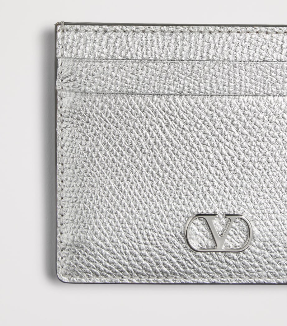 Grained Leather VLogo Signature Card Holder S13 Image 4