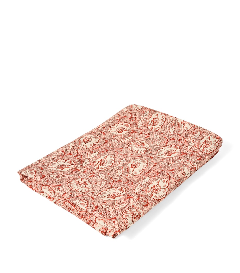 Linen Toscana Tablecloth (320cm x 170cm) WHITE/RED Image 4