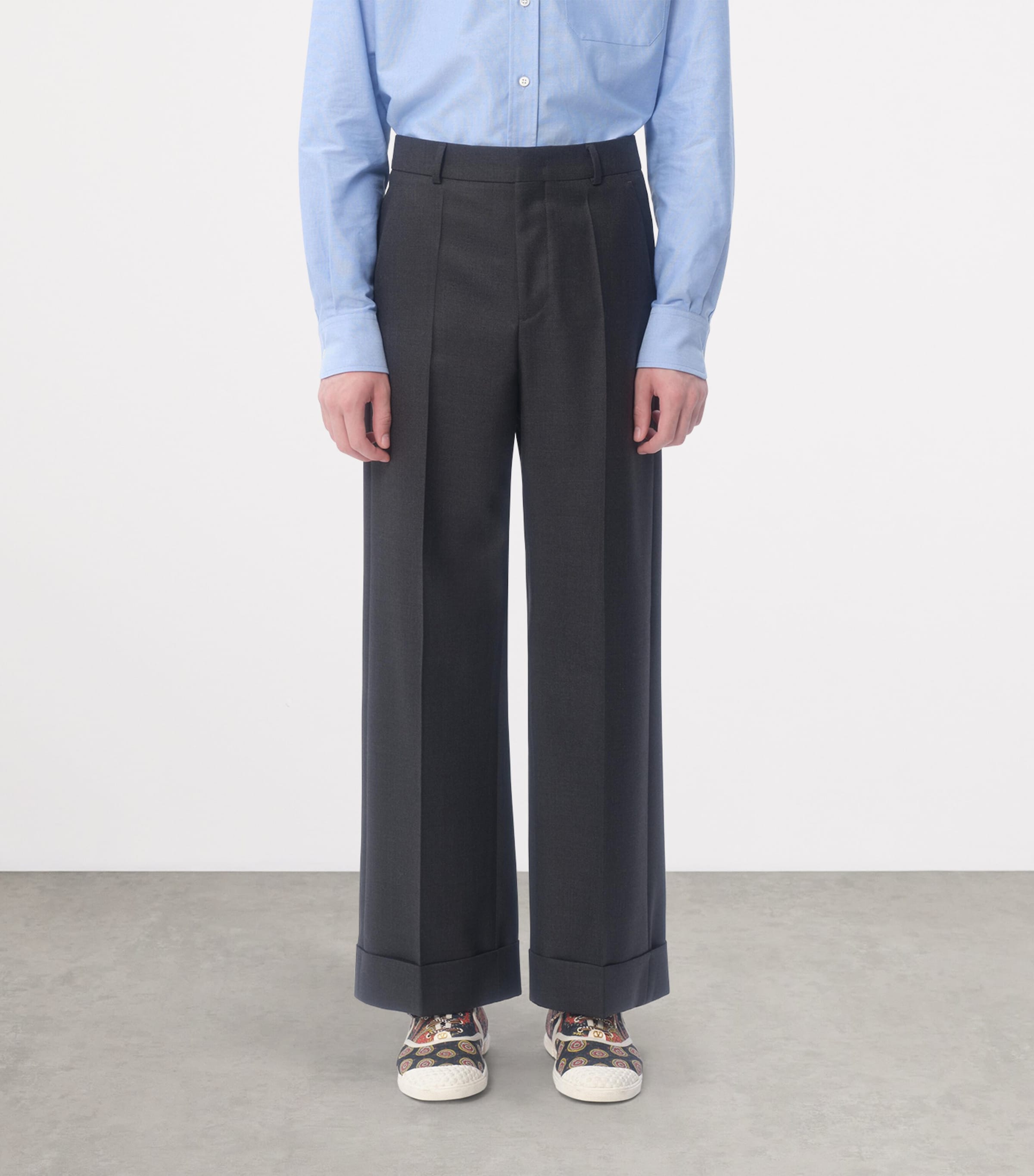 Virgin Wool Wide-Leg Trousers 7KC Image 2