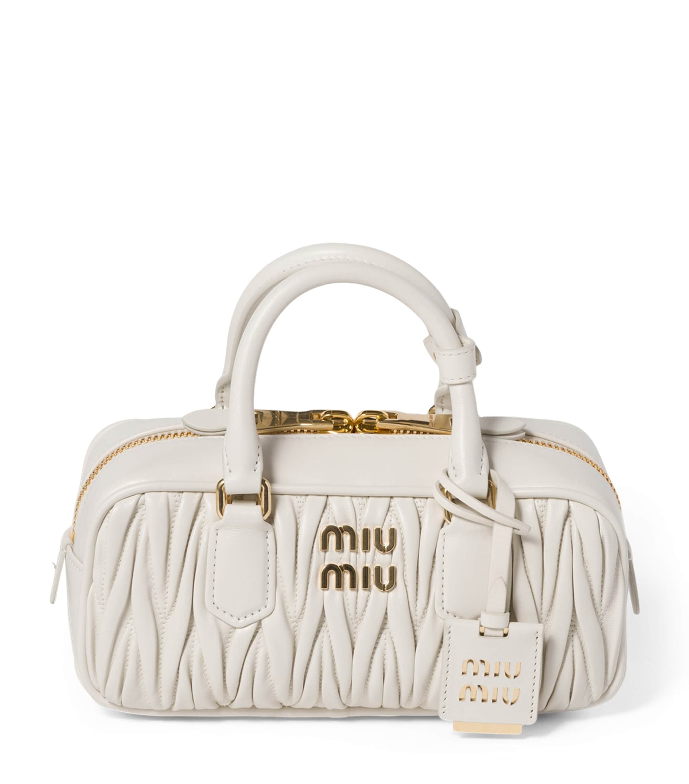 Miu Miu White Matelassé Leather Arcadie Top-Handle Bag | Harrods UK