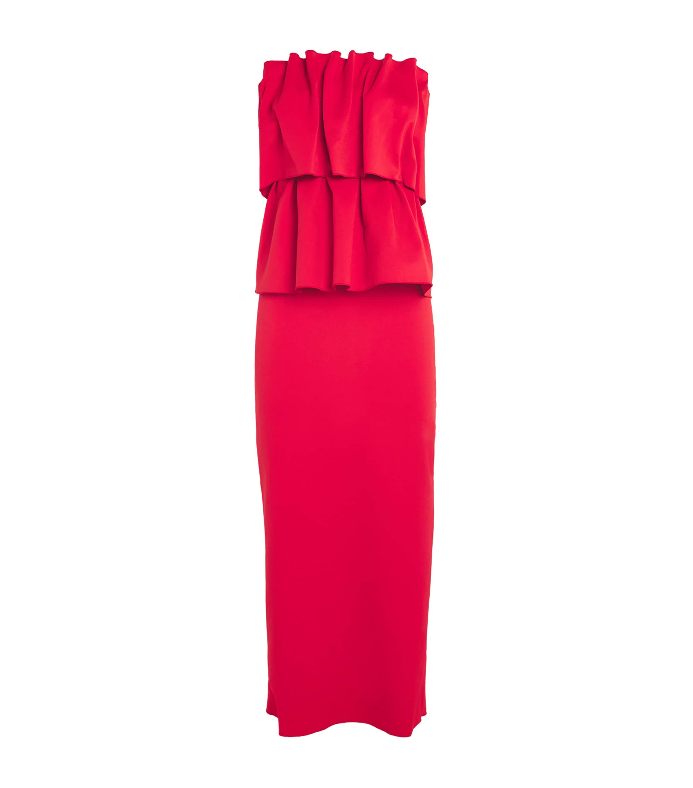 Shop House Of Dagmar Ruched-bodice Midi Dress In Red