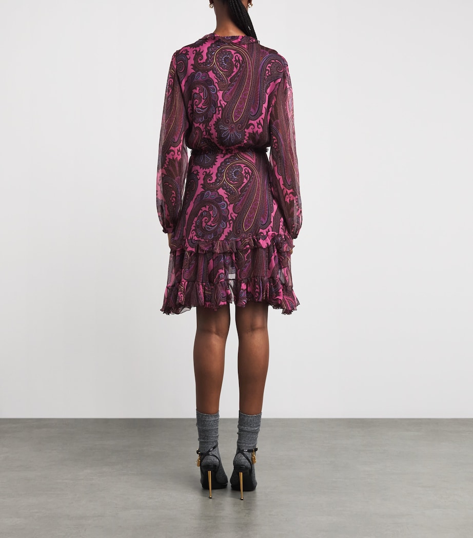 Etro Womens Silk Chiffon Paisley Mini Dress Print/pink Bs Image 5