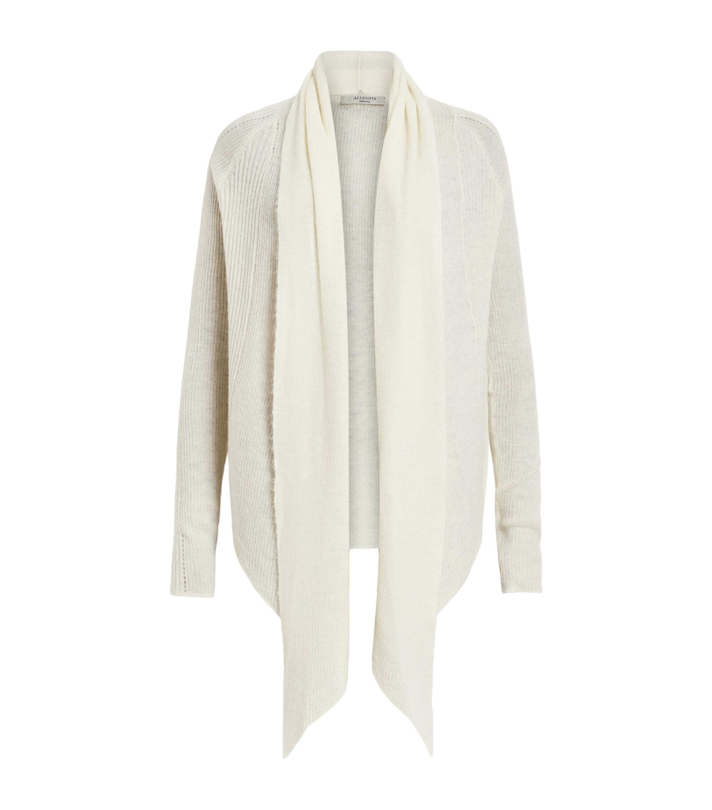 Allsaints Harper Open Front Draped Cardigan In White