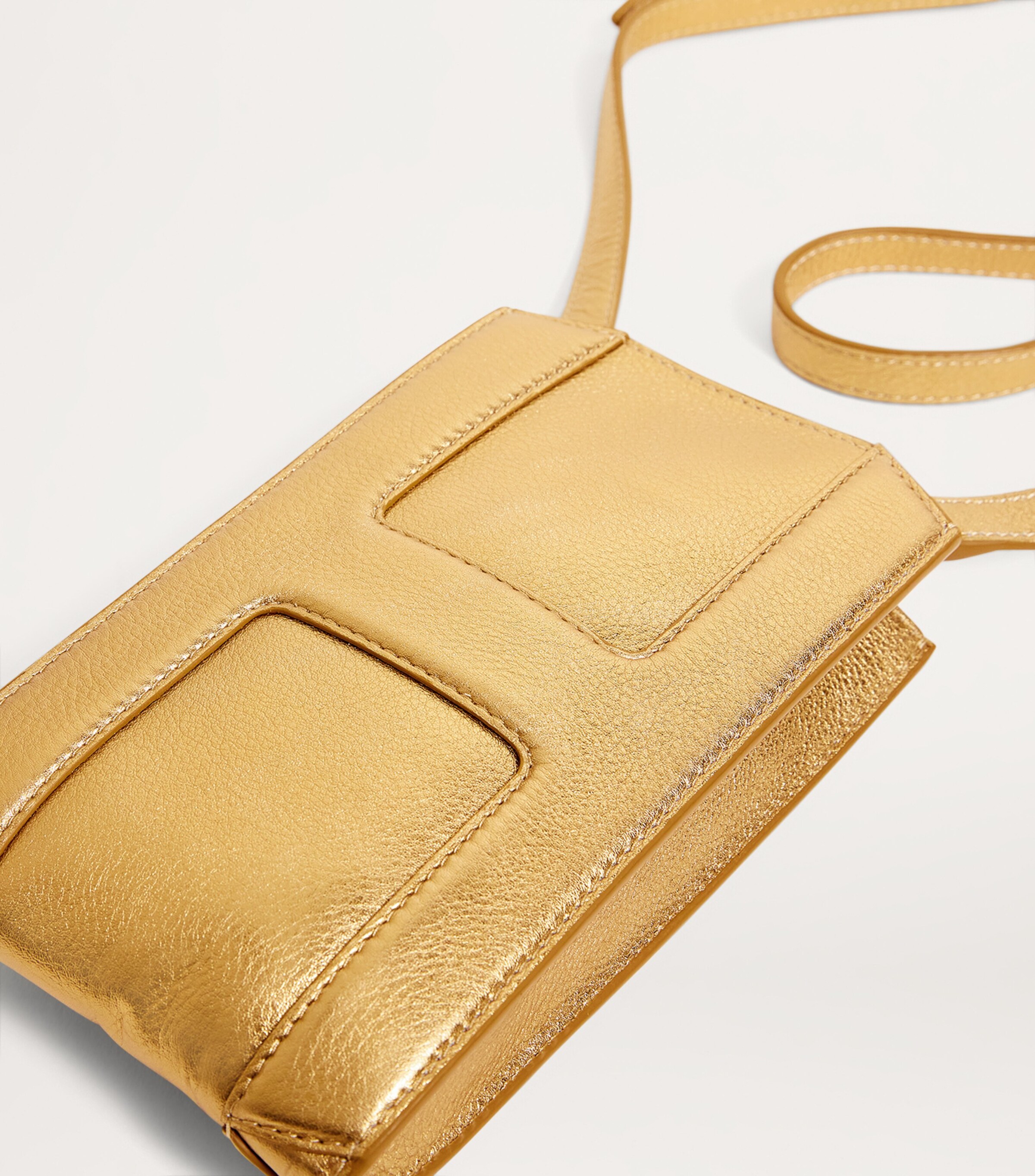 Harrods Leather Metallic Phone Pouch Gold Image 4