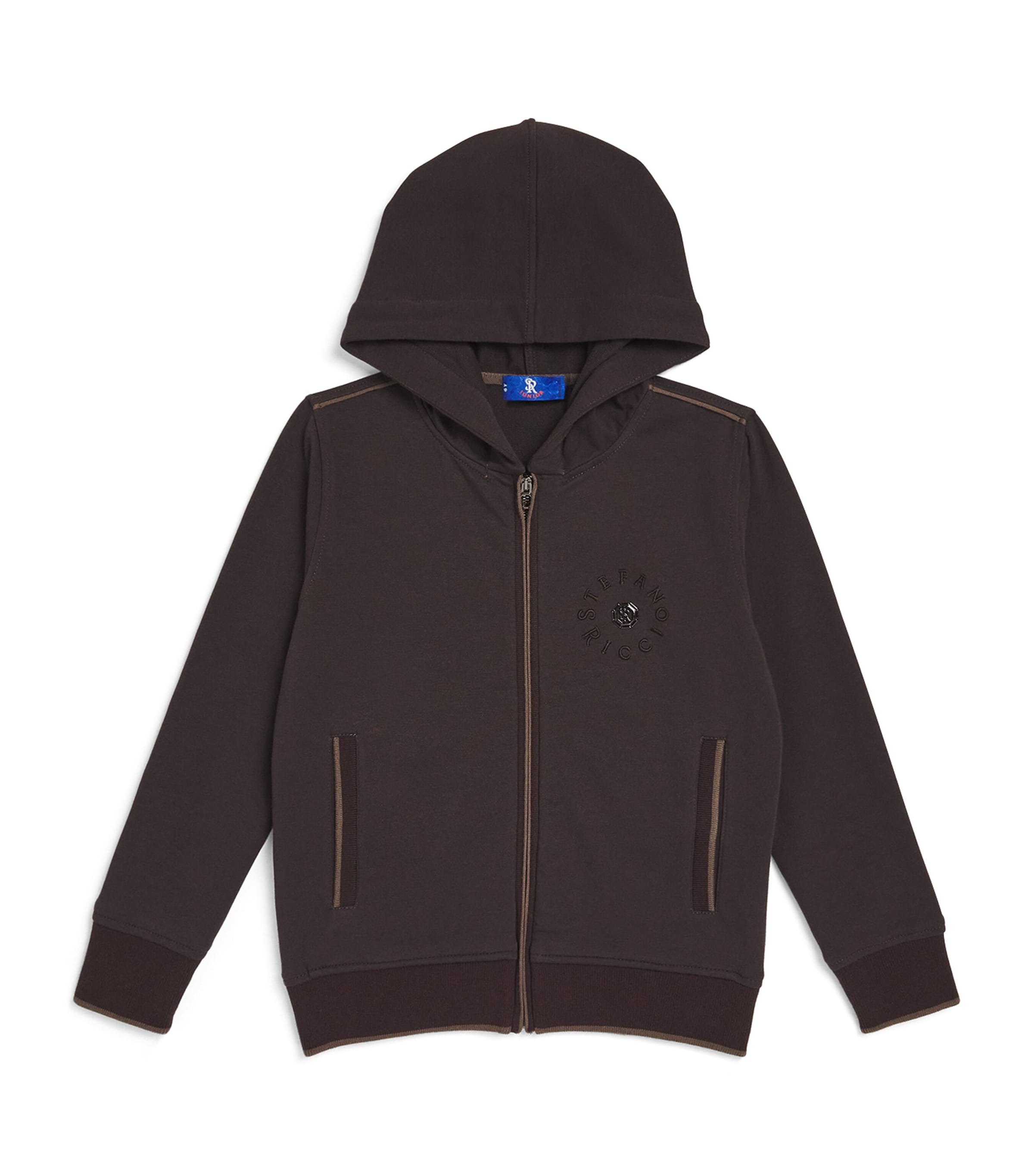 Stefano Ricci Kids' Embroidered Zip-up Hoodie In Brown
