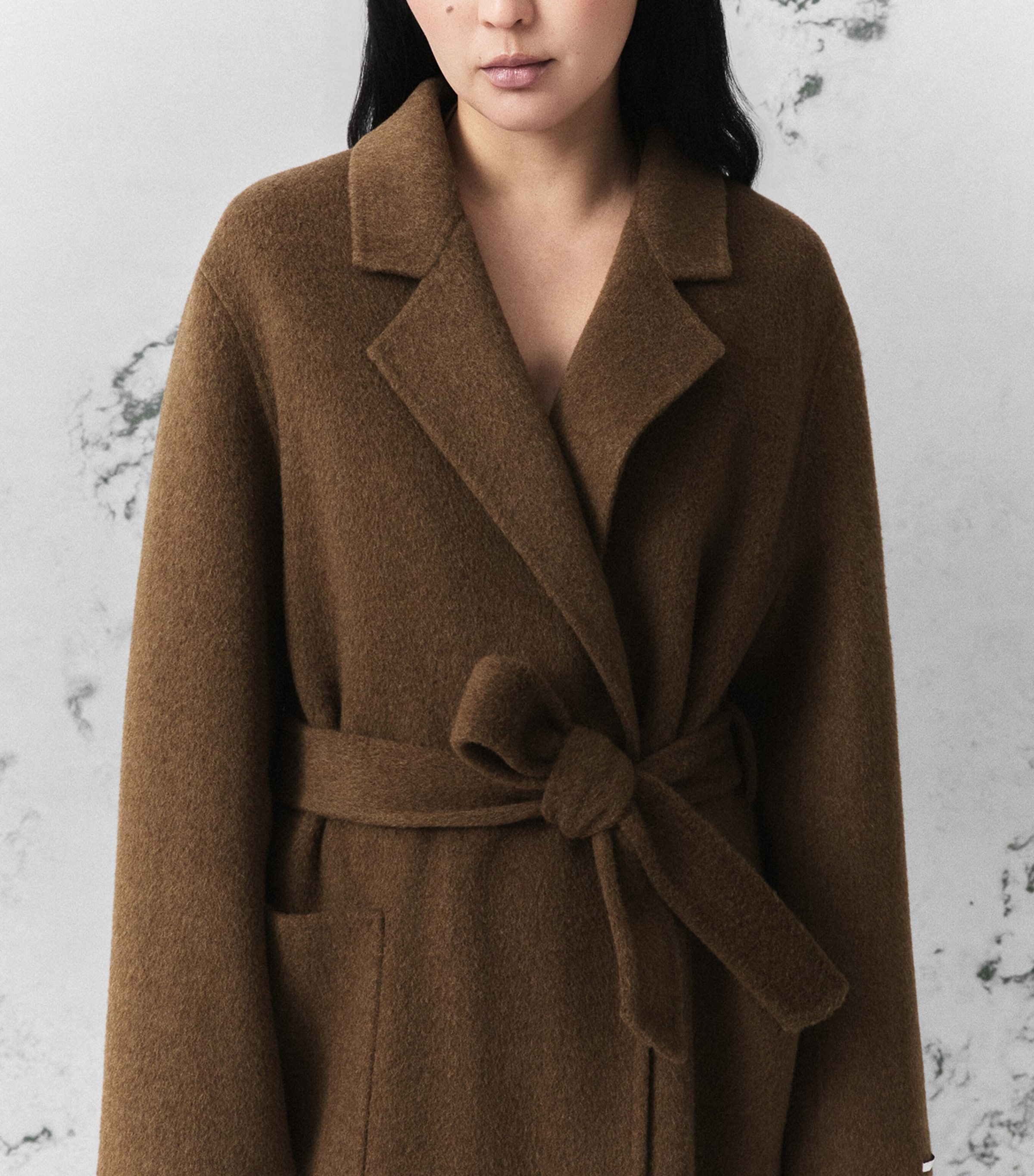 Marella Womens Wool-Alpaca Layered Coat Oil Green Image 5