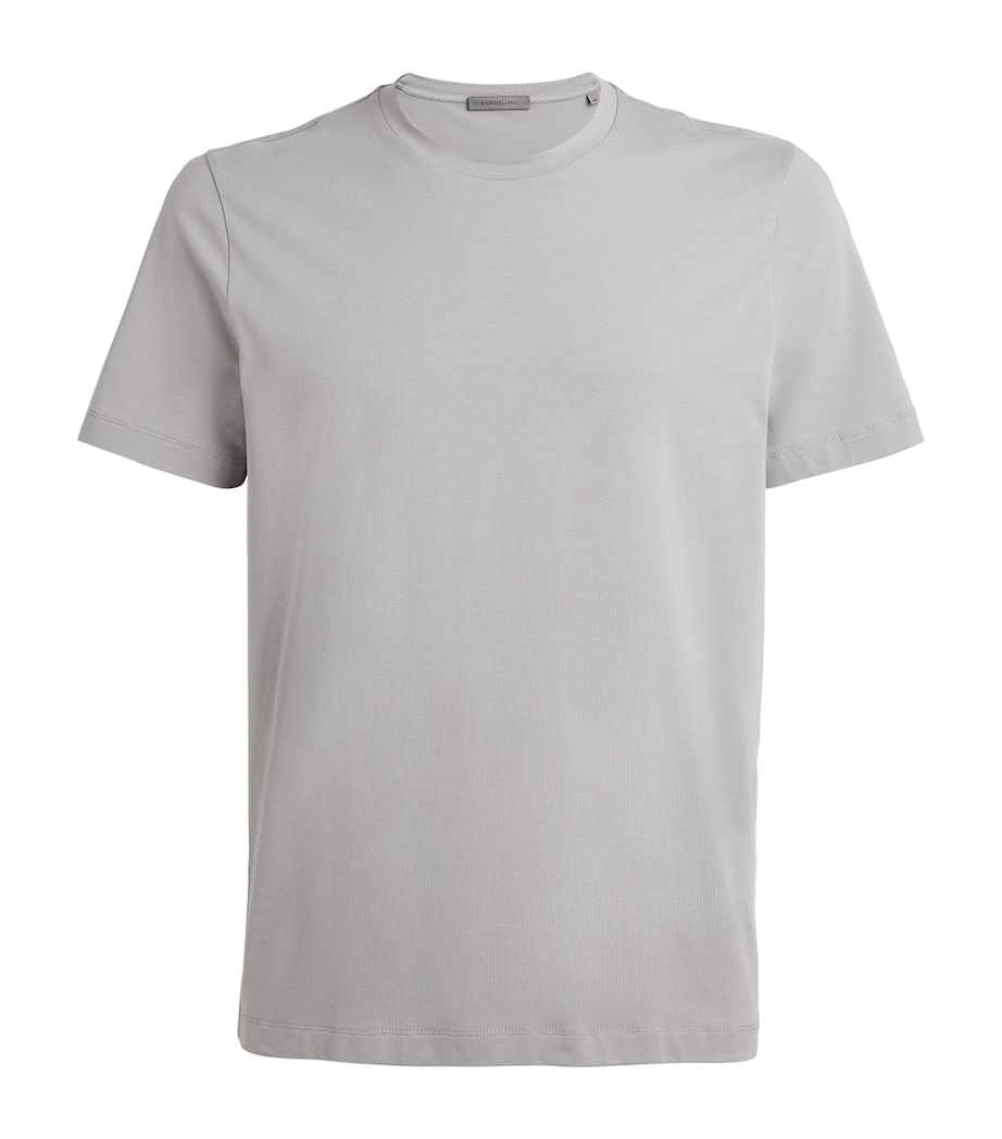 Corneliani Mens Stretch-Cotton T-Shirt Gry Pc Dye Pearl Image 1