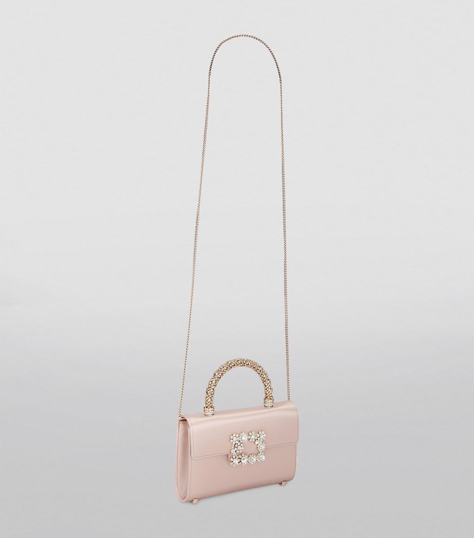 Roger Vivier Mini Satin Strass Clutch Bag Beige Image 2
