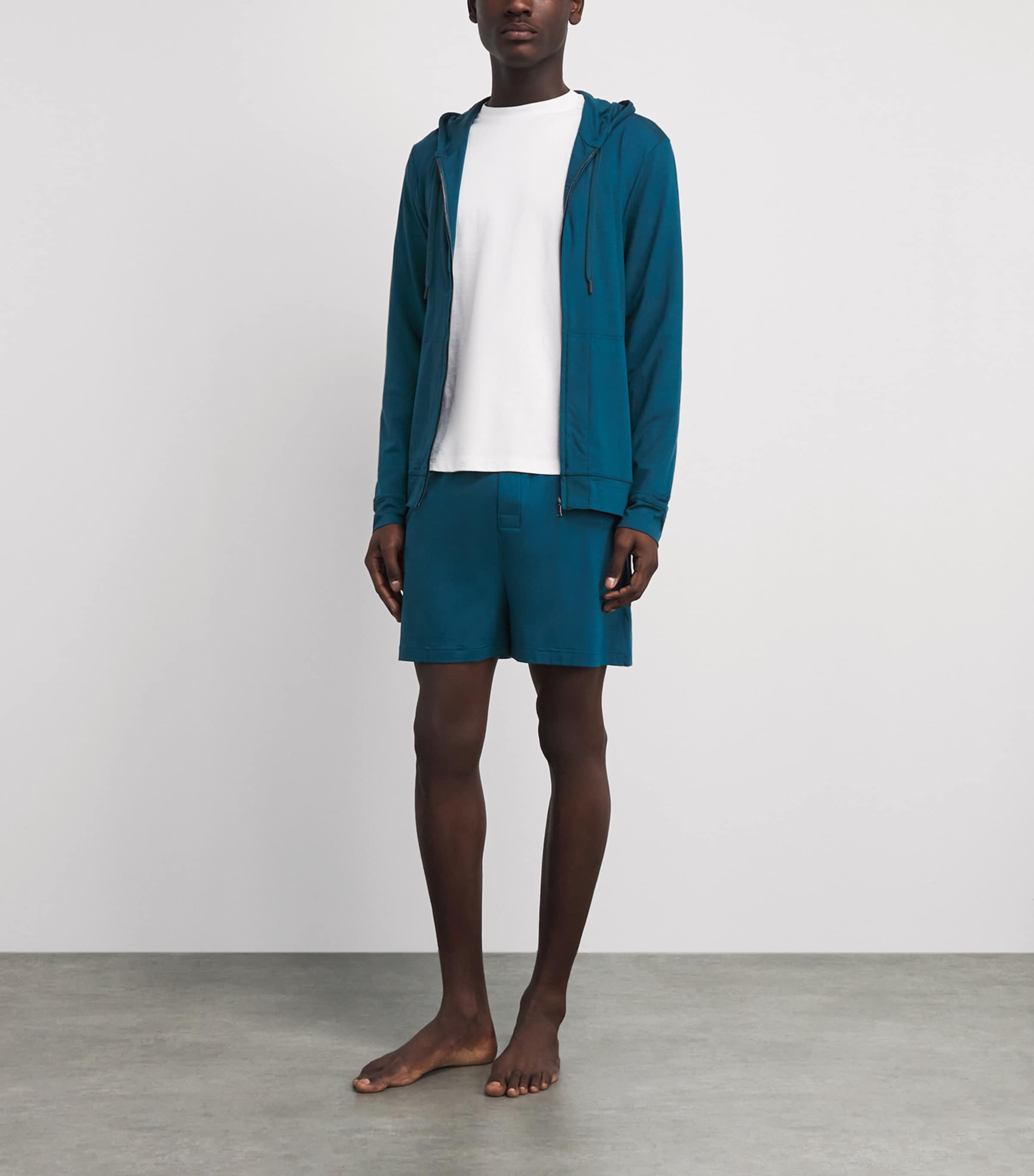 Derek Rose Mens Micromodal Basel Hoodie Tea Image 2