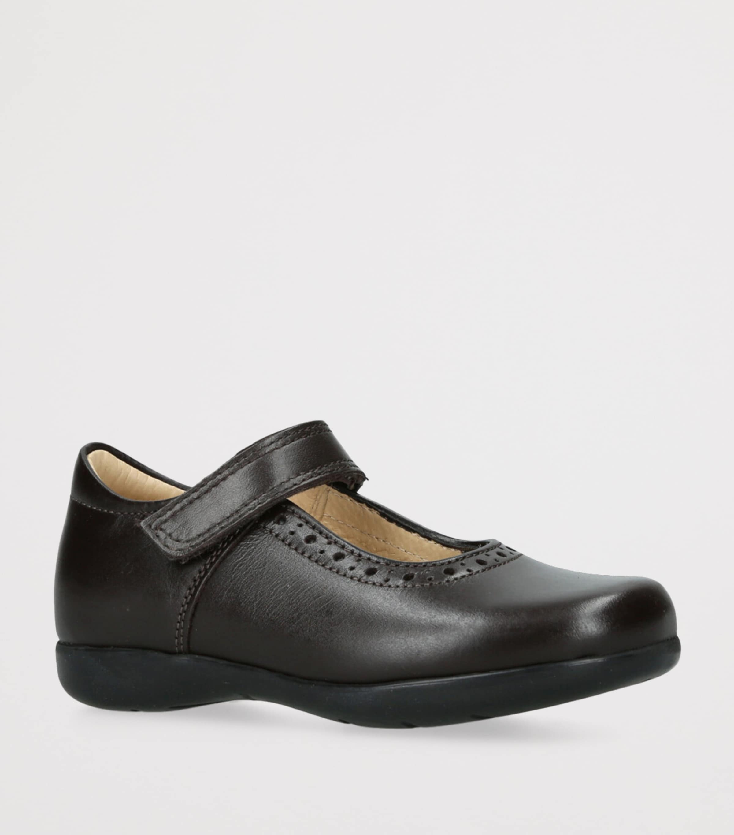 Leather Emma School Shoes DARK BROWN Image 3