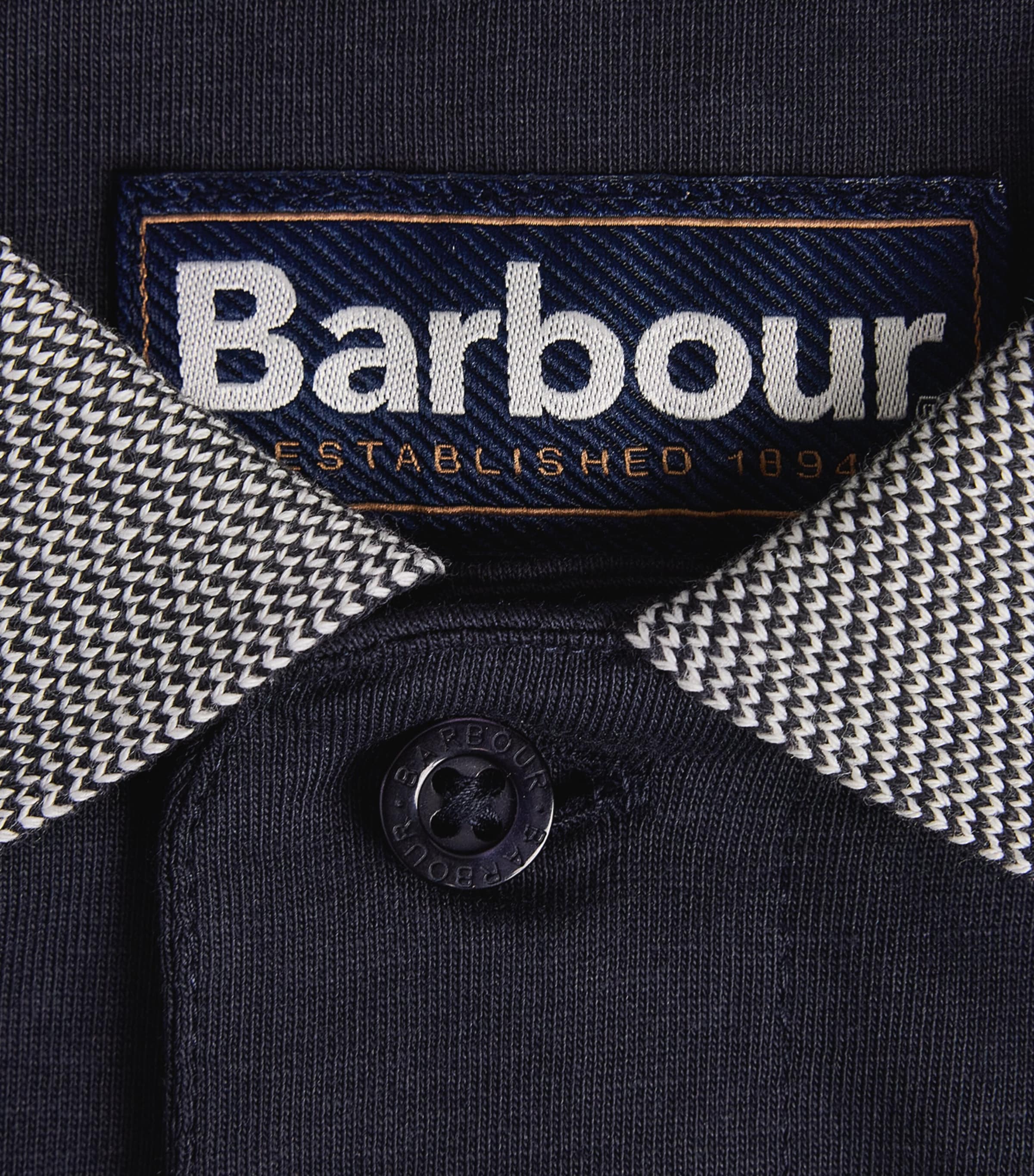 Barbour Mens Cotton Polo Shirt Navy/camel Image 6