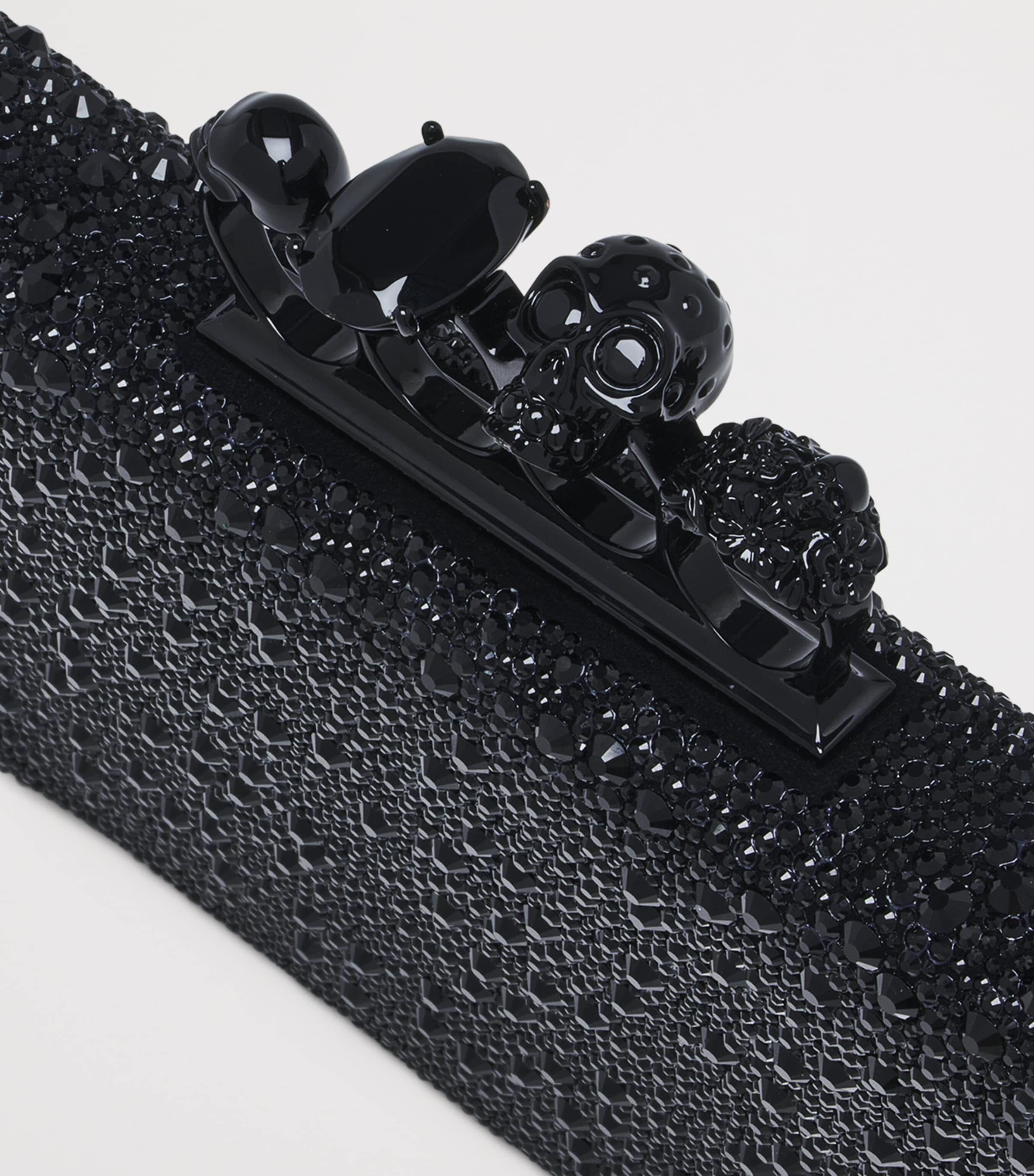 McQueen Suede Embellished Four-Ring Clutch Bag Image 6