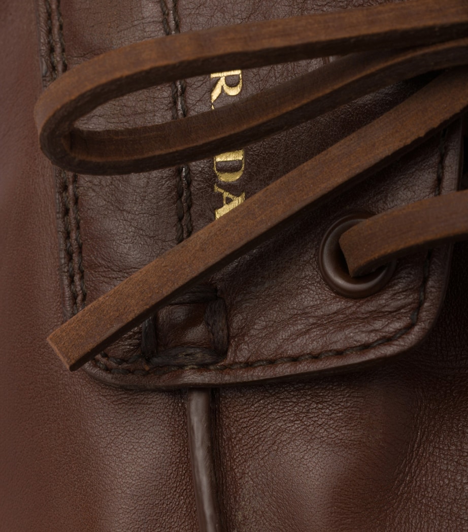 Prada Antiqued Leather Shuffle Loafers Brown Image 6