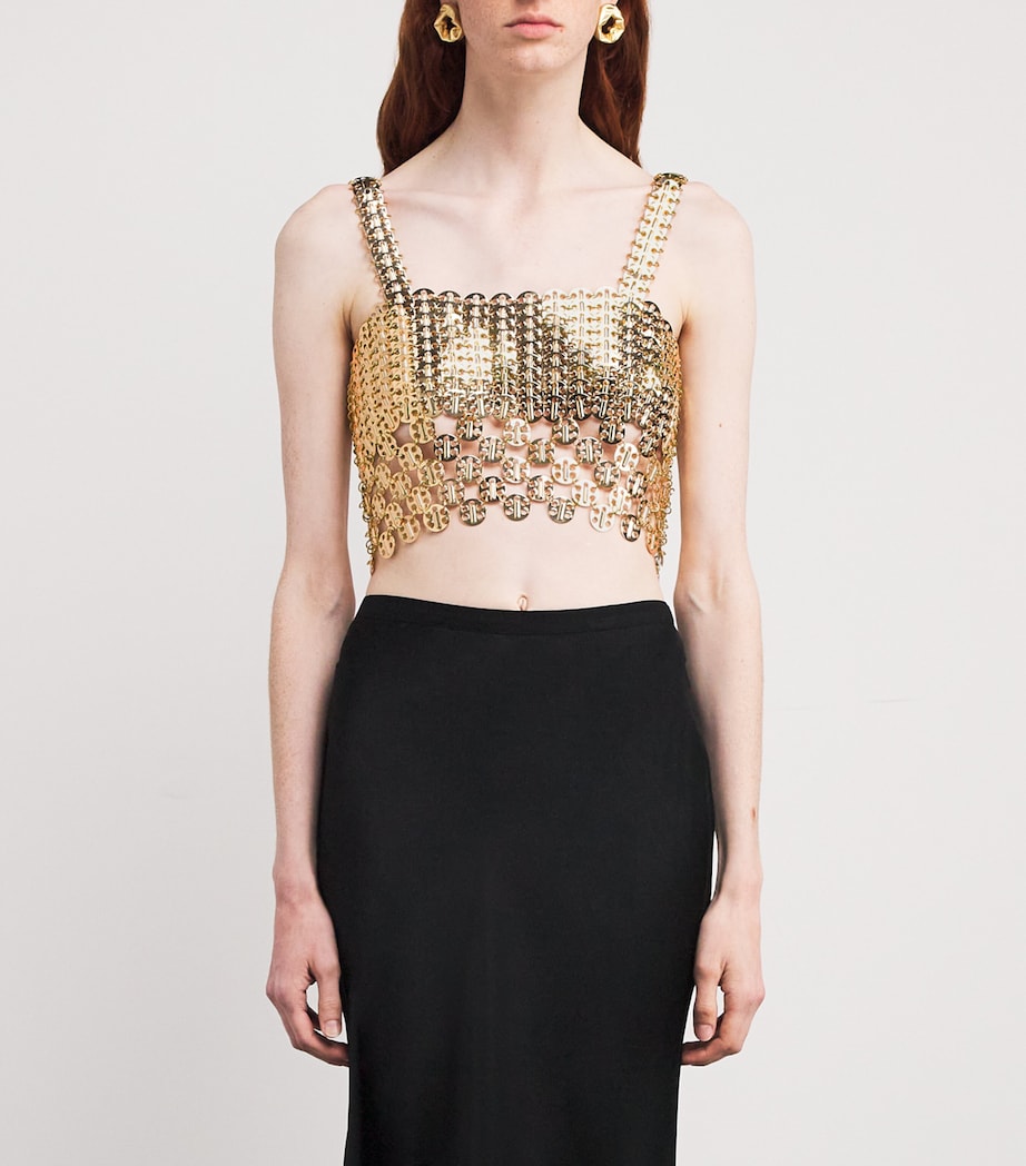 Rabanne Womens Chainmail Crop Top Gold Image 3