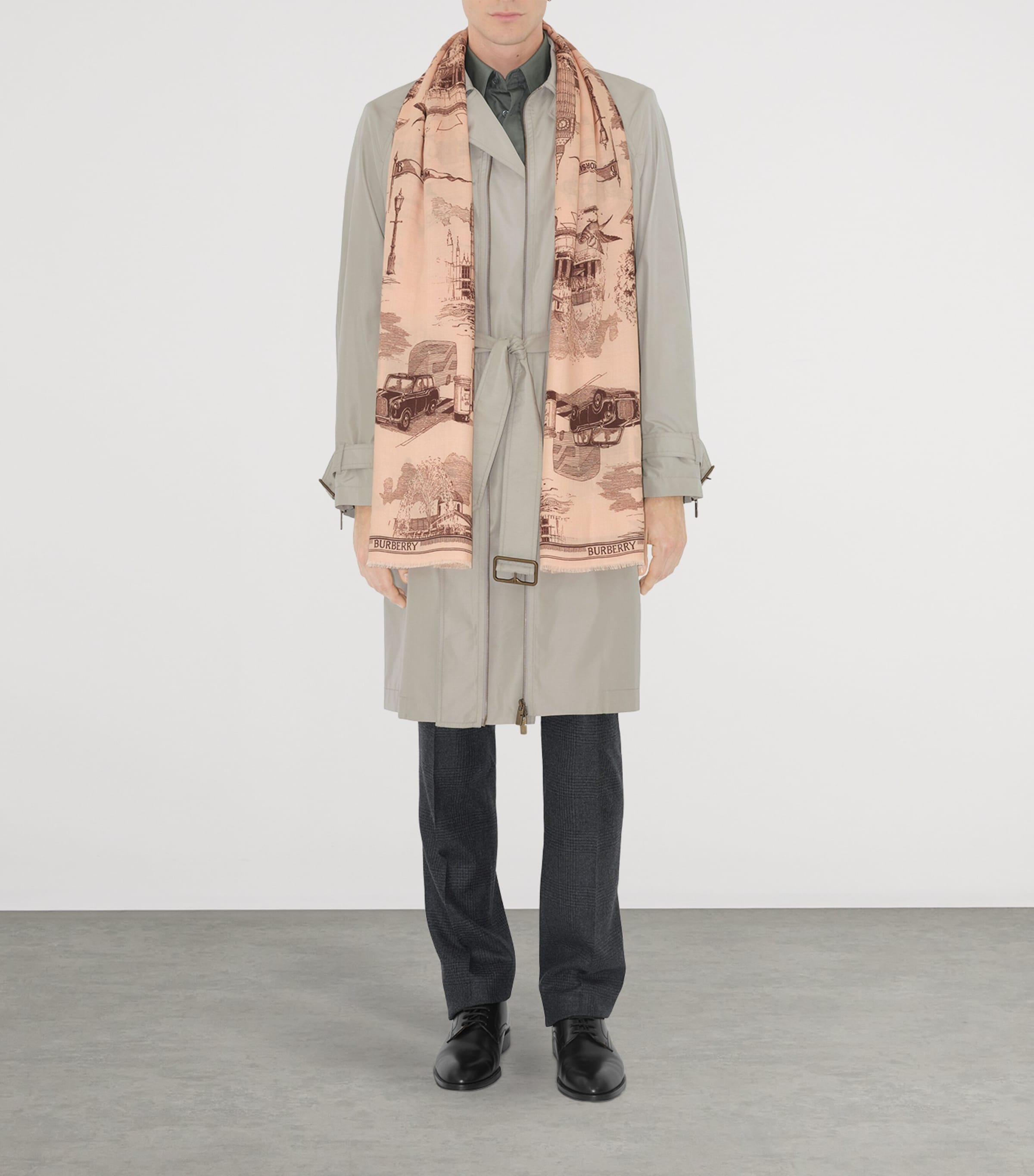 Burberry Wool-Silk London Landmarks Scarf Sepia Pink Image 4