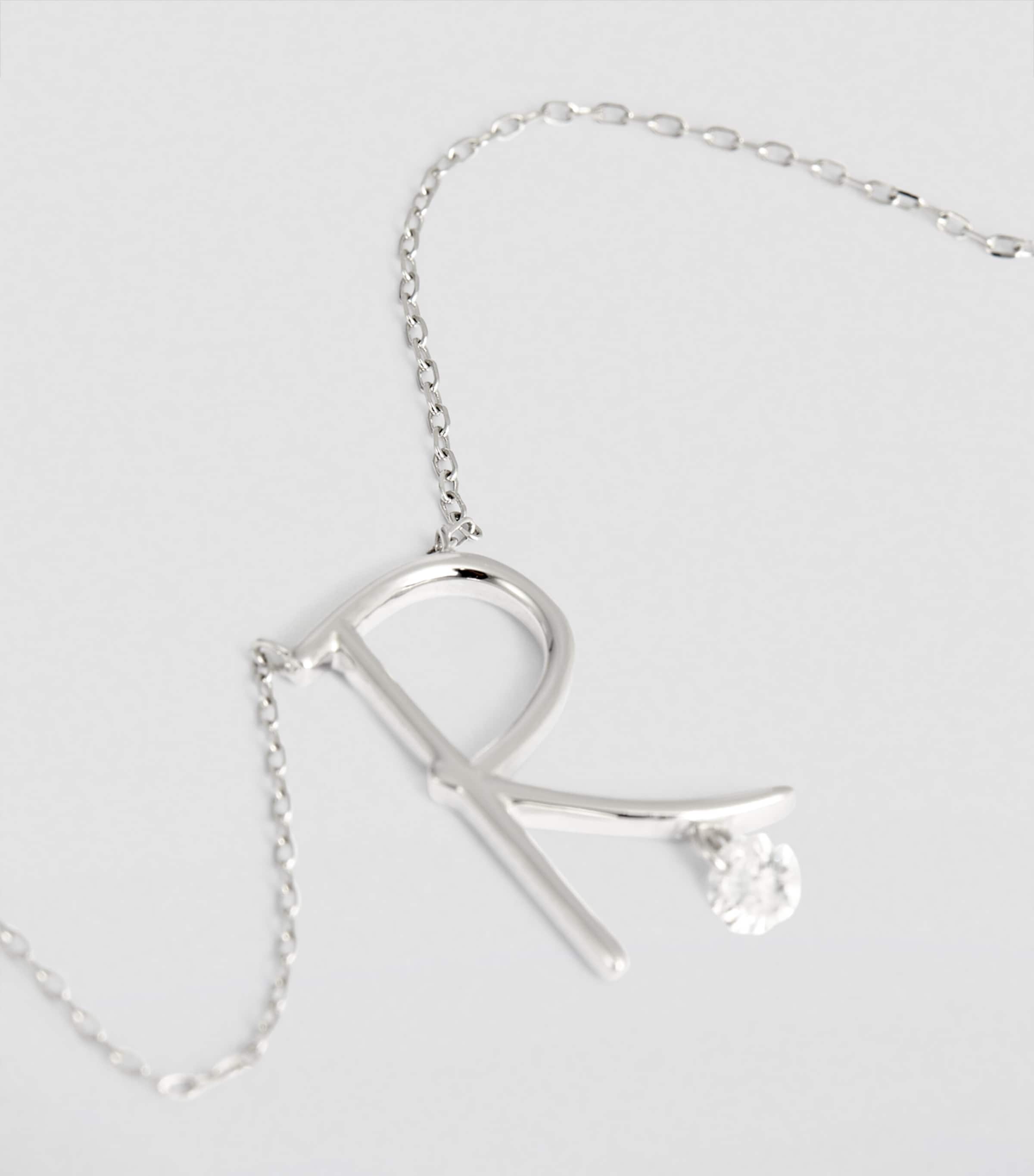 White Gold and Diamond Alphabet Necklace WHITE GOLD Image 4