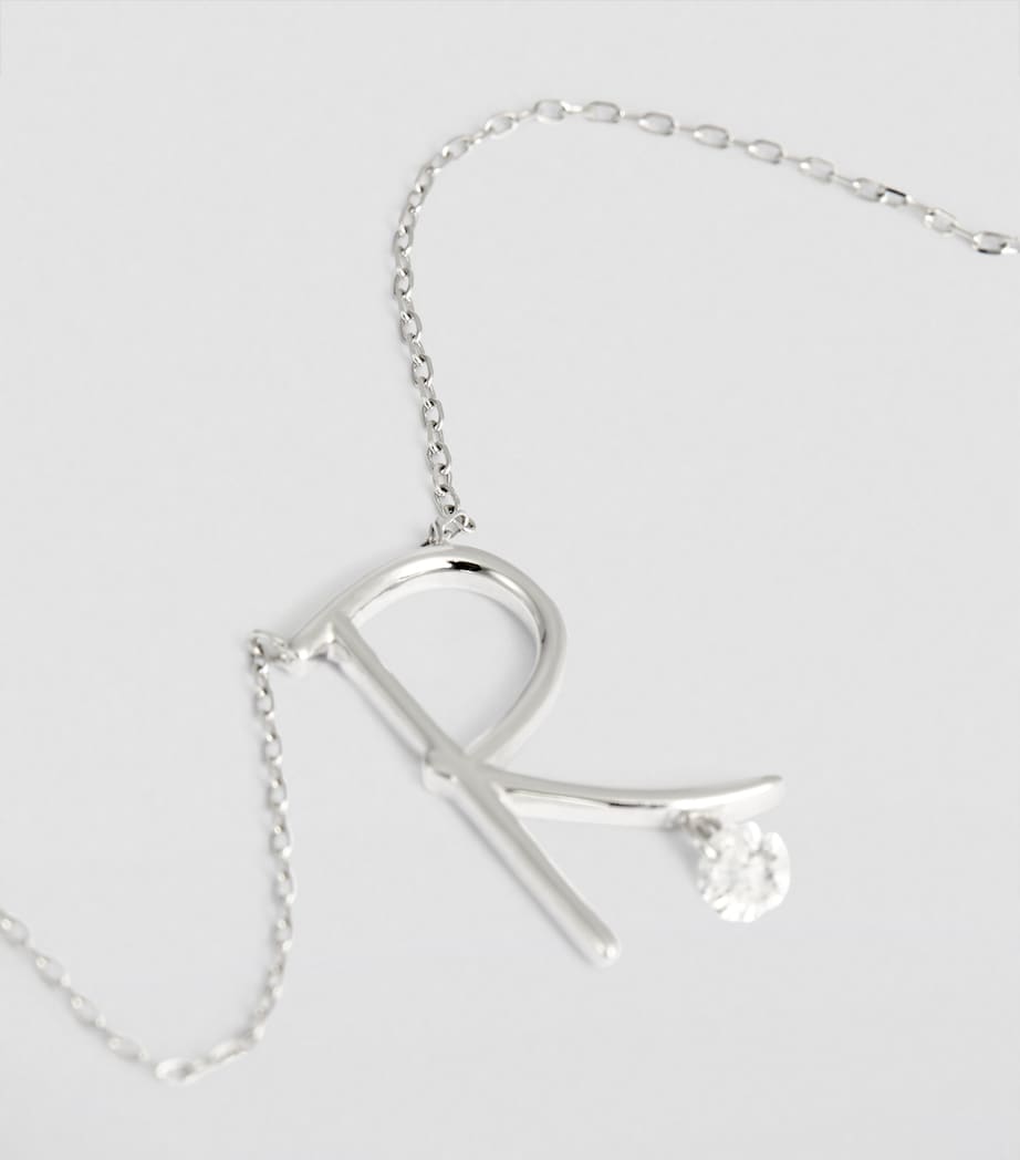 White Gold and Diamond Alphabet Necklace WHITE GOLD Image 4