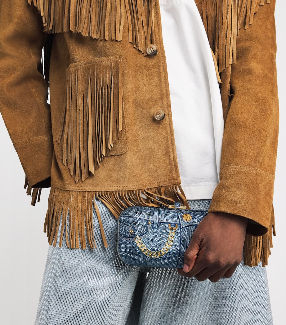 Embellished Jeans Long Slide Clutch Bag CDBMT Image 5