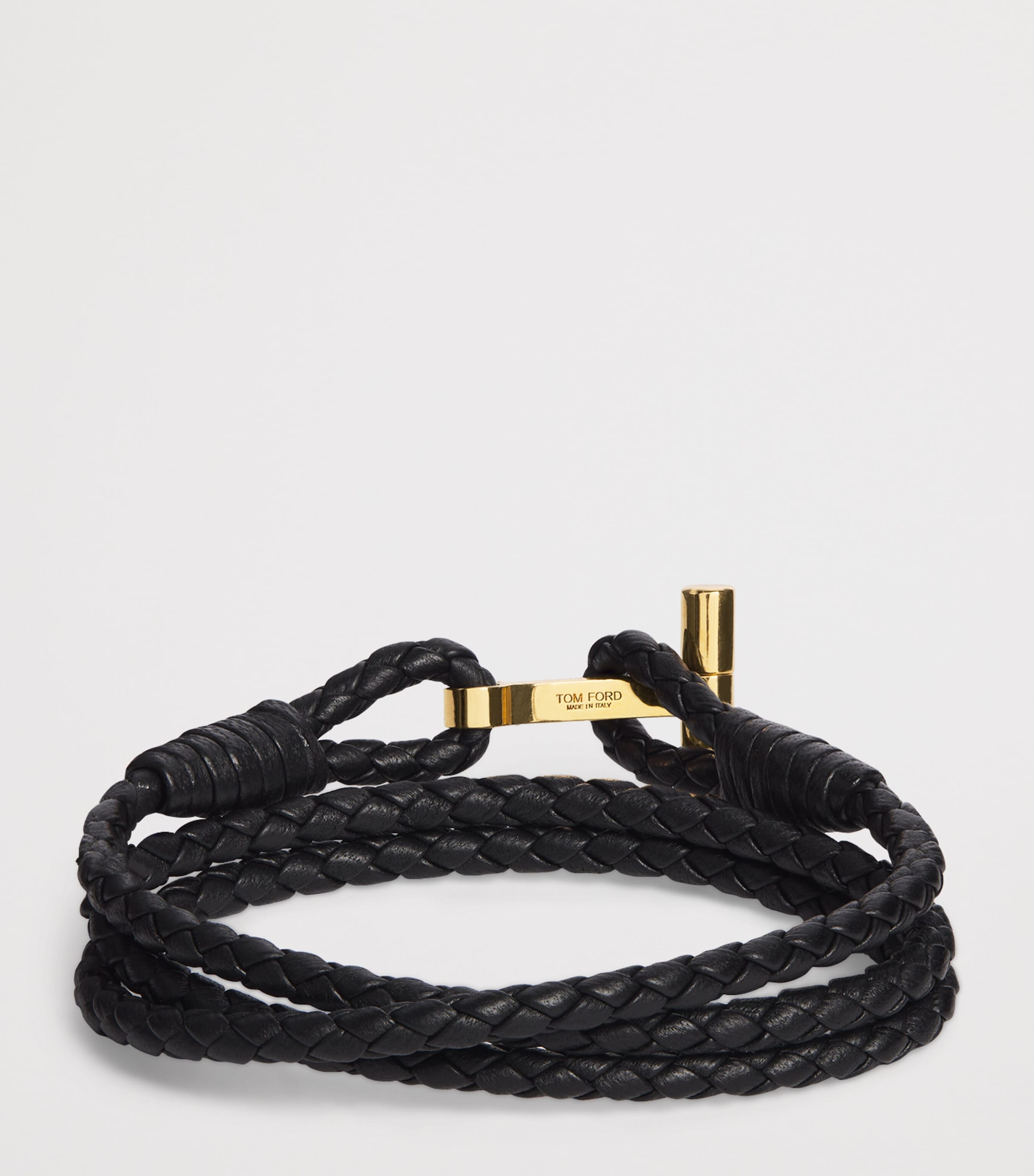 Leather Braided T Bracelet NAA Image 3