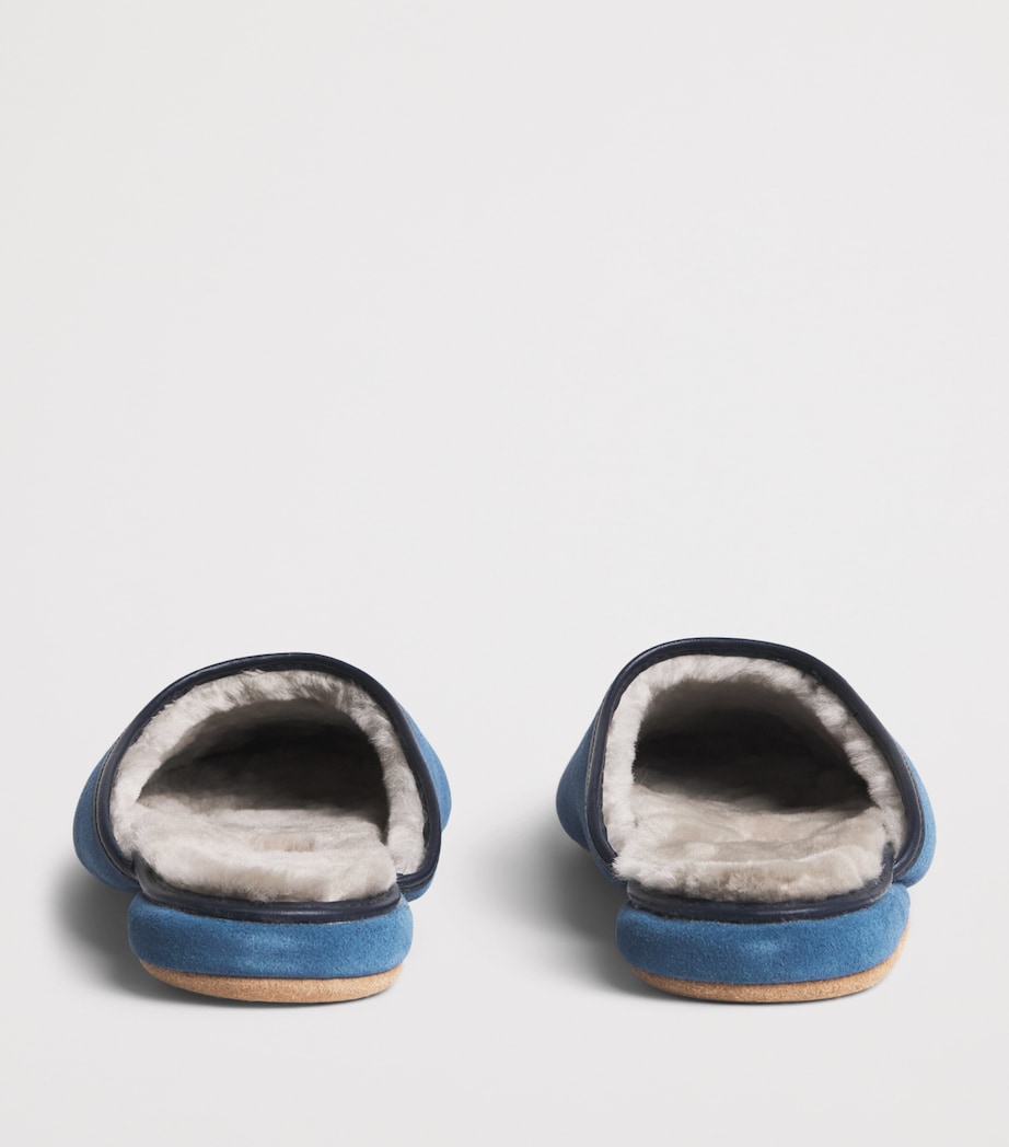 Derek Rose Suede Douglas Slippers Blue Image 5