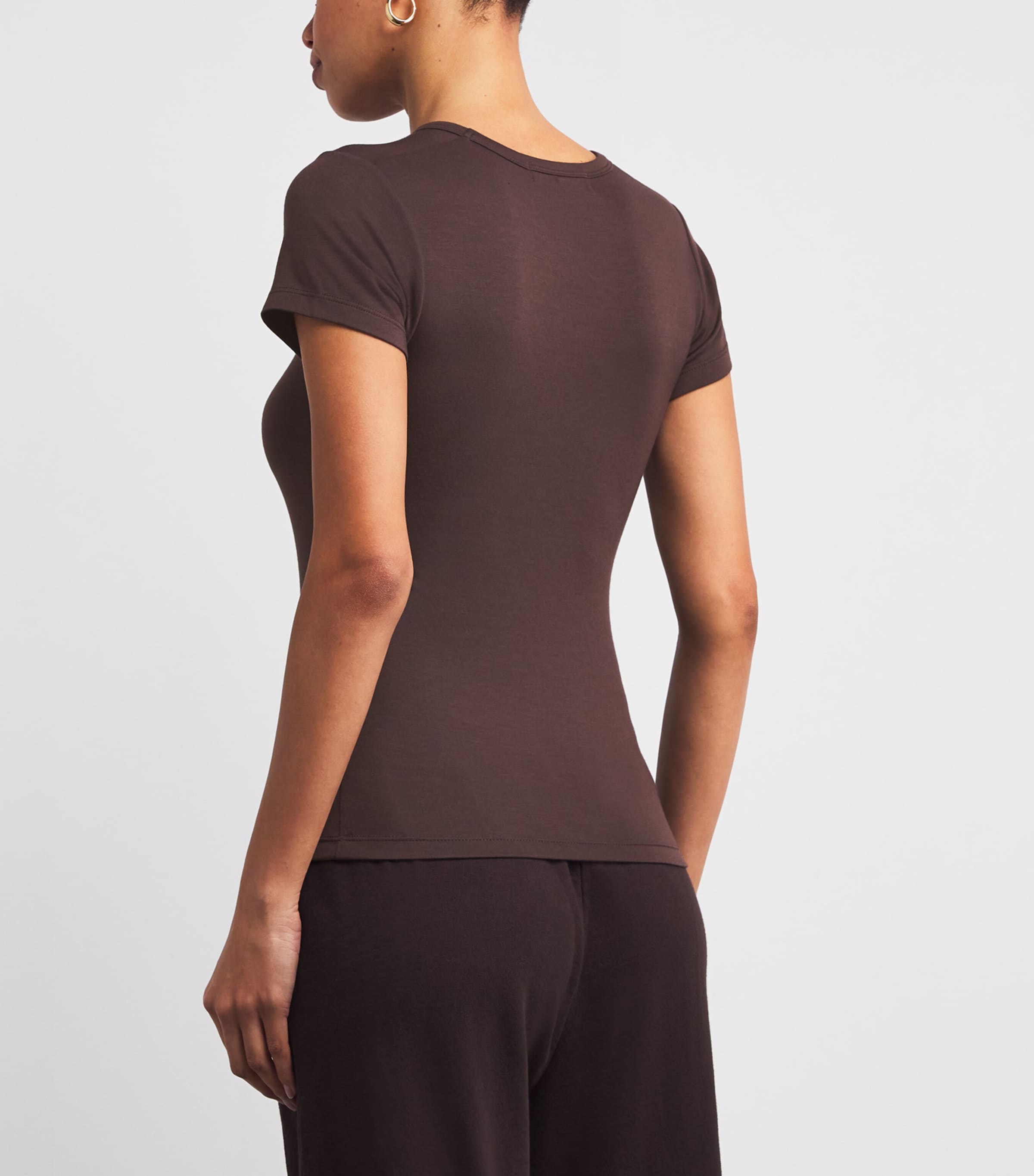 Cotton-Modal Crew-Neck T-Shirt ESPRESSO ESP Image 4