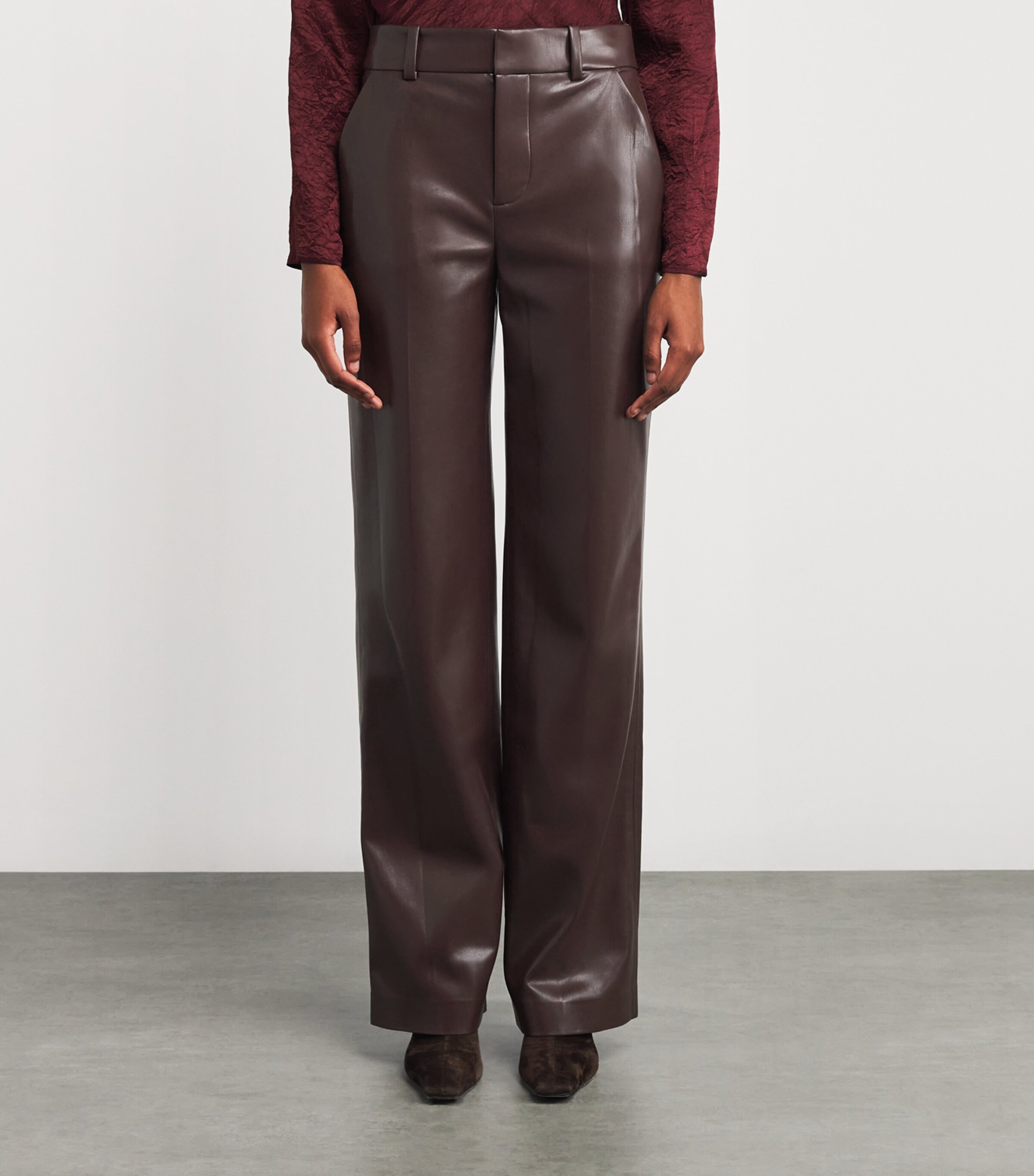 Vegan Leather Alexander Trousers DARK CHOCOLATE C201 Image 3