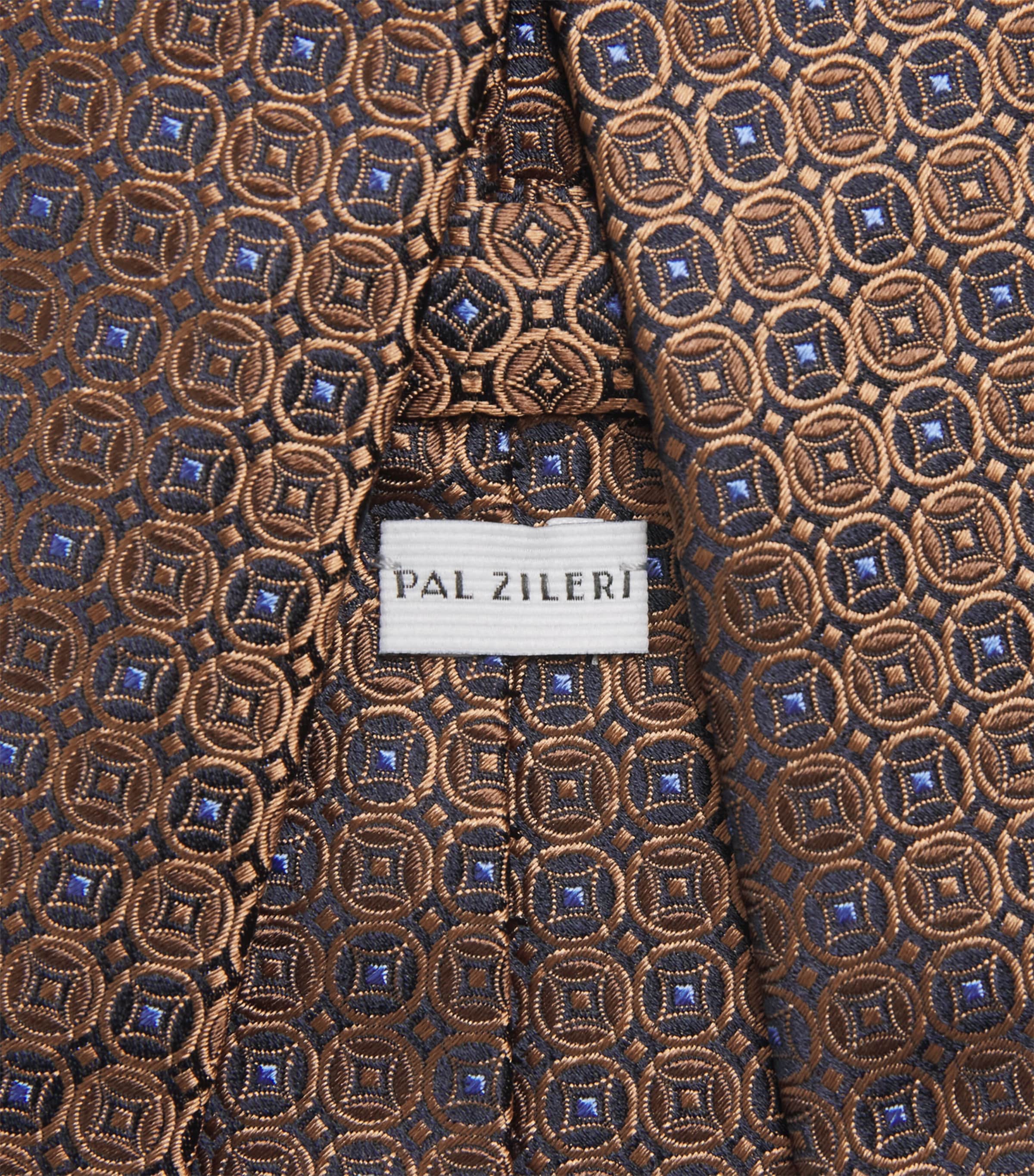 Silk Geometric Jacquard Tie 39 LIGHT BROWN Image 3