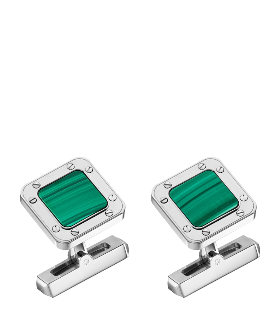 Sterling Silver and Malachite Santos de Cartier Cufflinks METAL Image 1